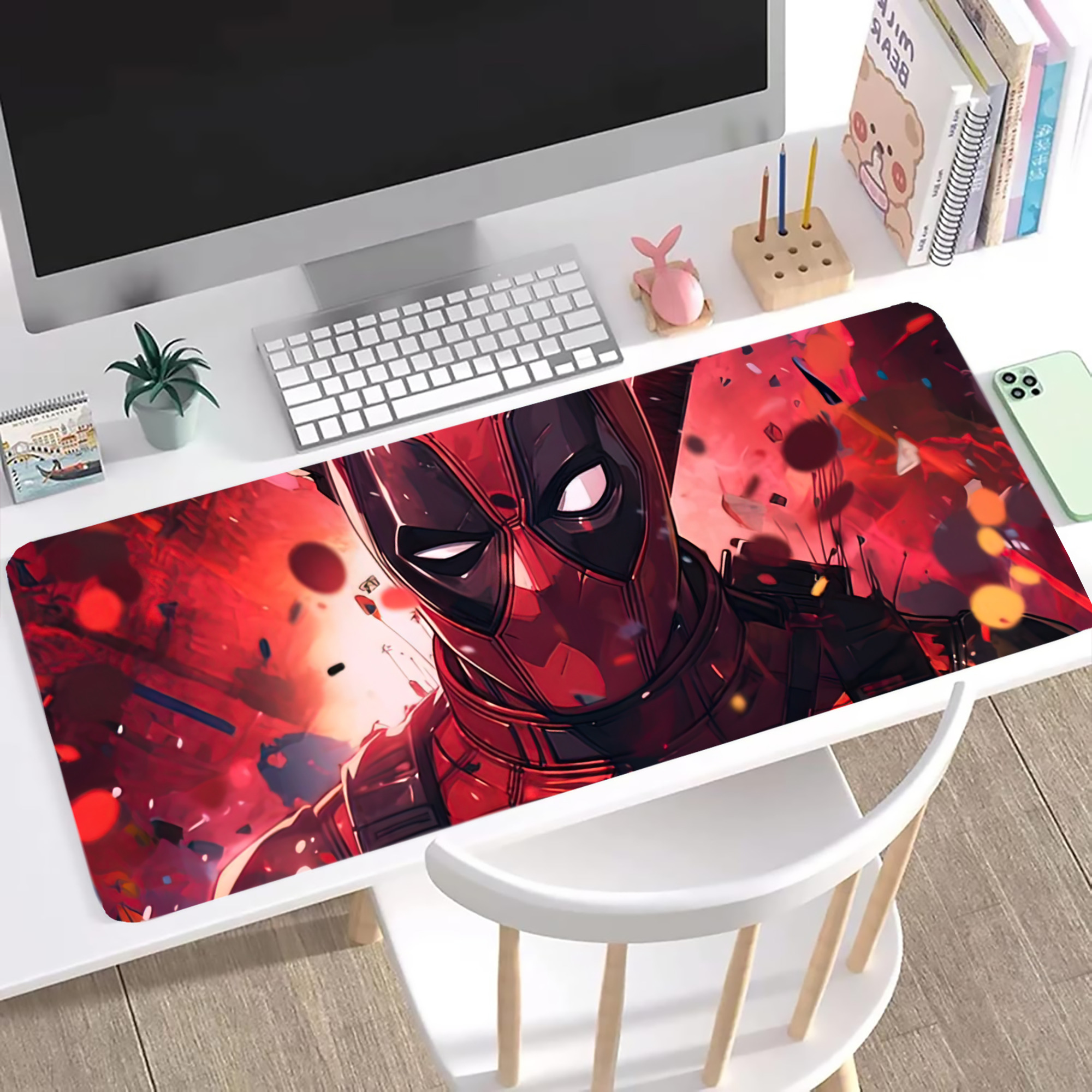 （画像用） Deadpool デッドプール ステッチ加工 大判デスクマット／滑り止めマウスパッド