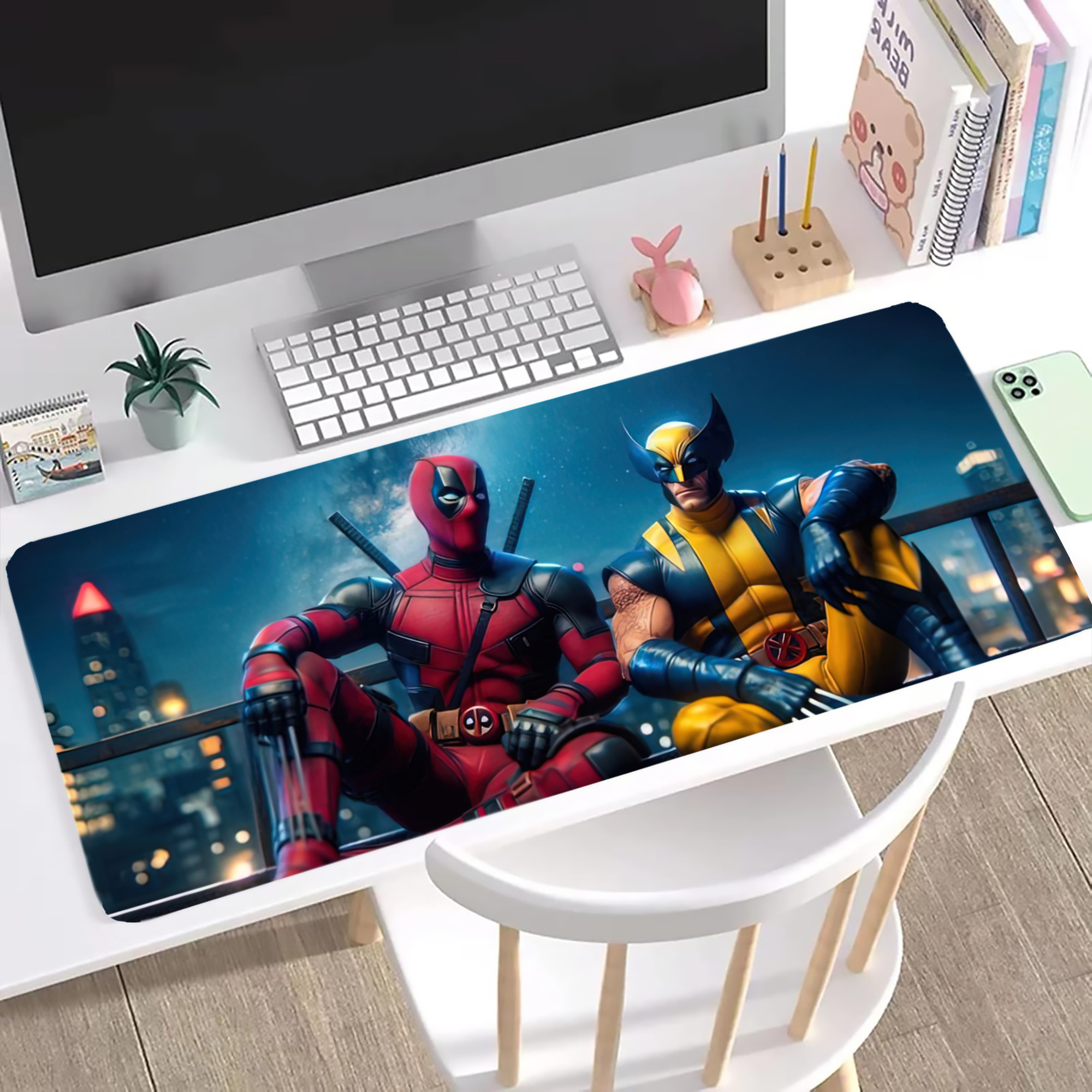 （画像用） Deadpool デッドプール ステッチ加工 大判デスクマット／滑り止めマウスパッド