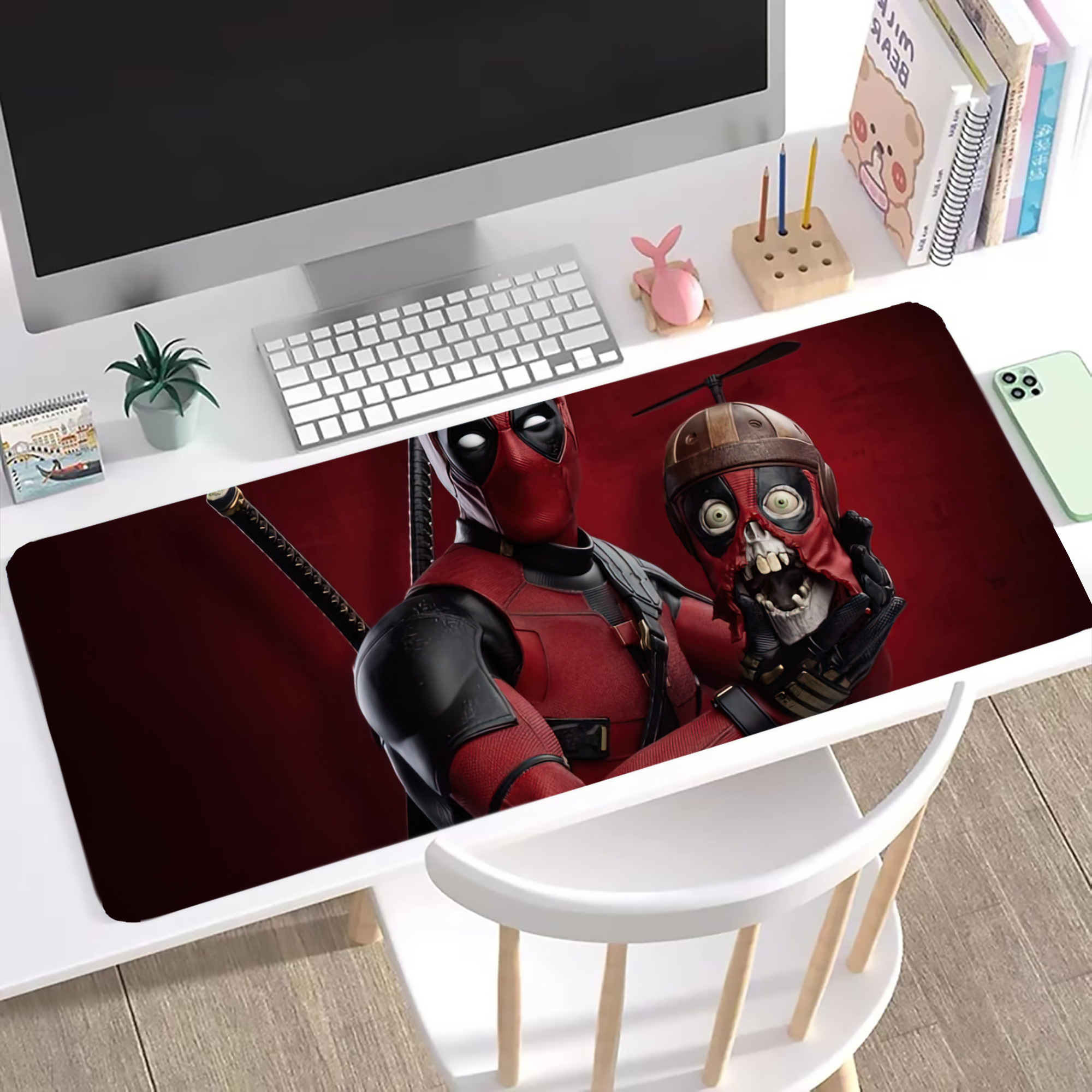（画像用） Deadpool デッドプール ステッチ加工 大判デスクマット／滑り止めマウスパッド