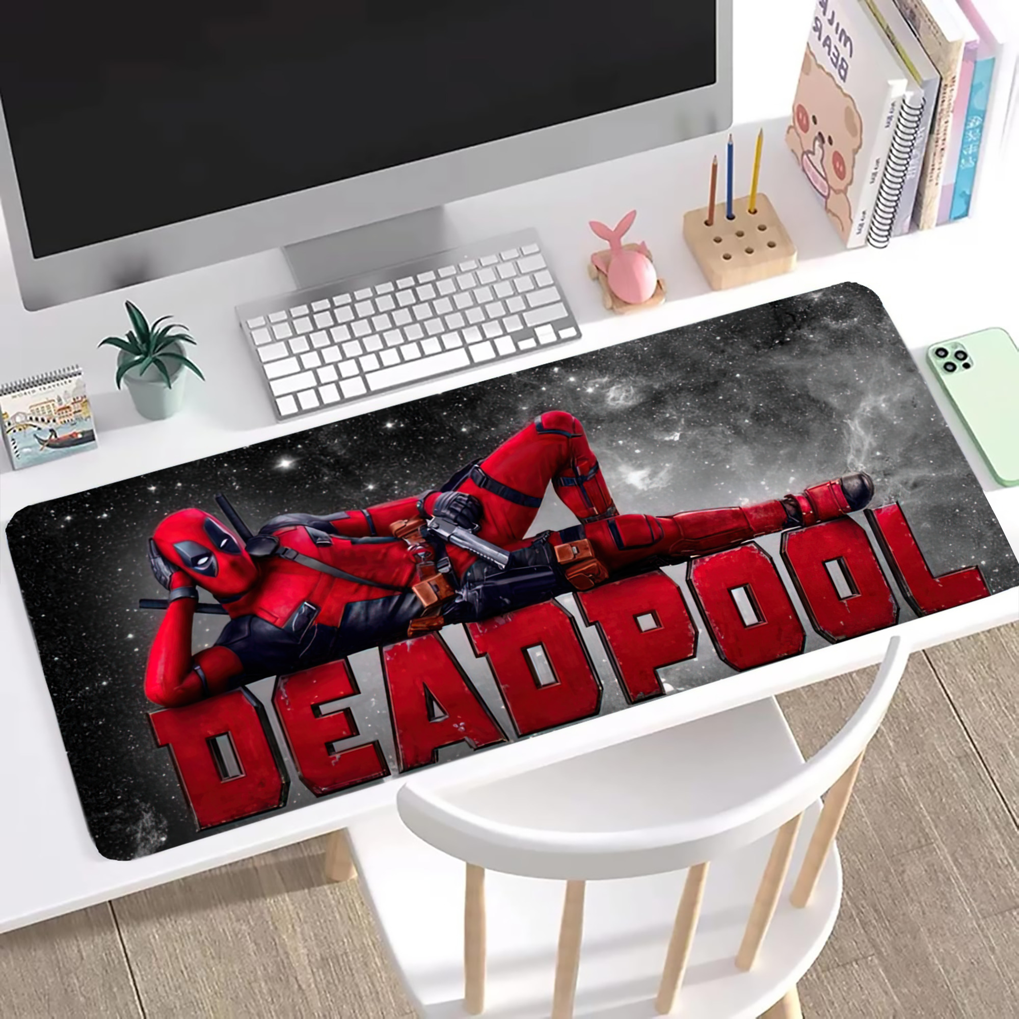 （画像用） Deadpool デッドプール ステッチ加工 大判デスクマット／滑り止めマウスパッド