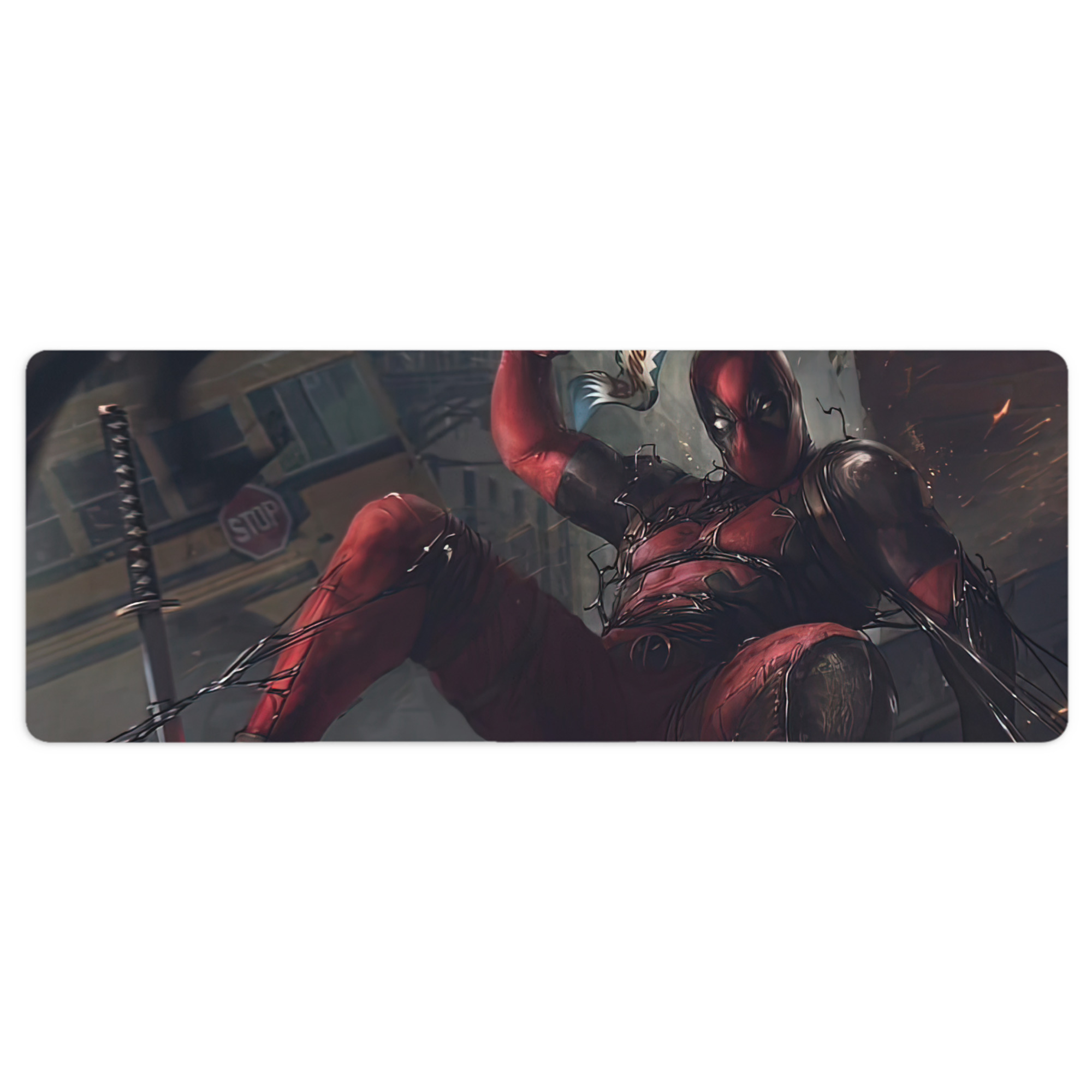 （画像用） Deadpool デッドプール ステッチ加工 大判デスクマット／滑り止めマウスパッド