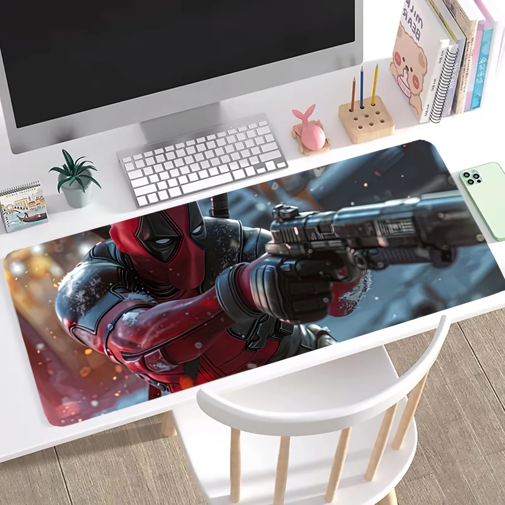 （画像用） Deadpool デッドプール ステッチ加工 大判デスクマット／滑り止めマウスパッド