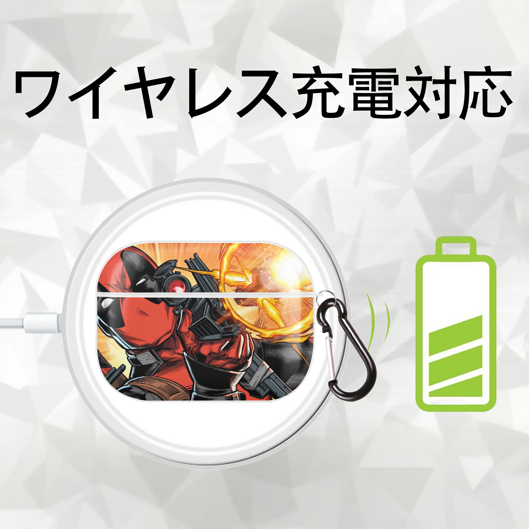 Deadpool デッドプール 【AirPods Pro用】ハードシェル保護ケース 耐衝撃・防指紋・カラビナ付き商品仕様