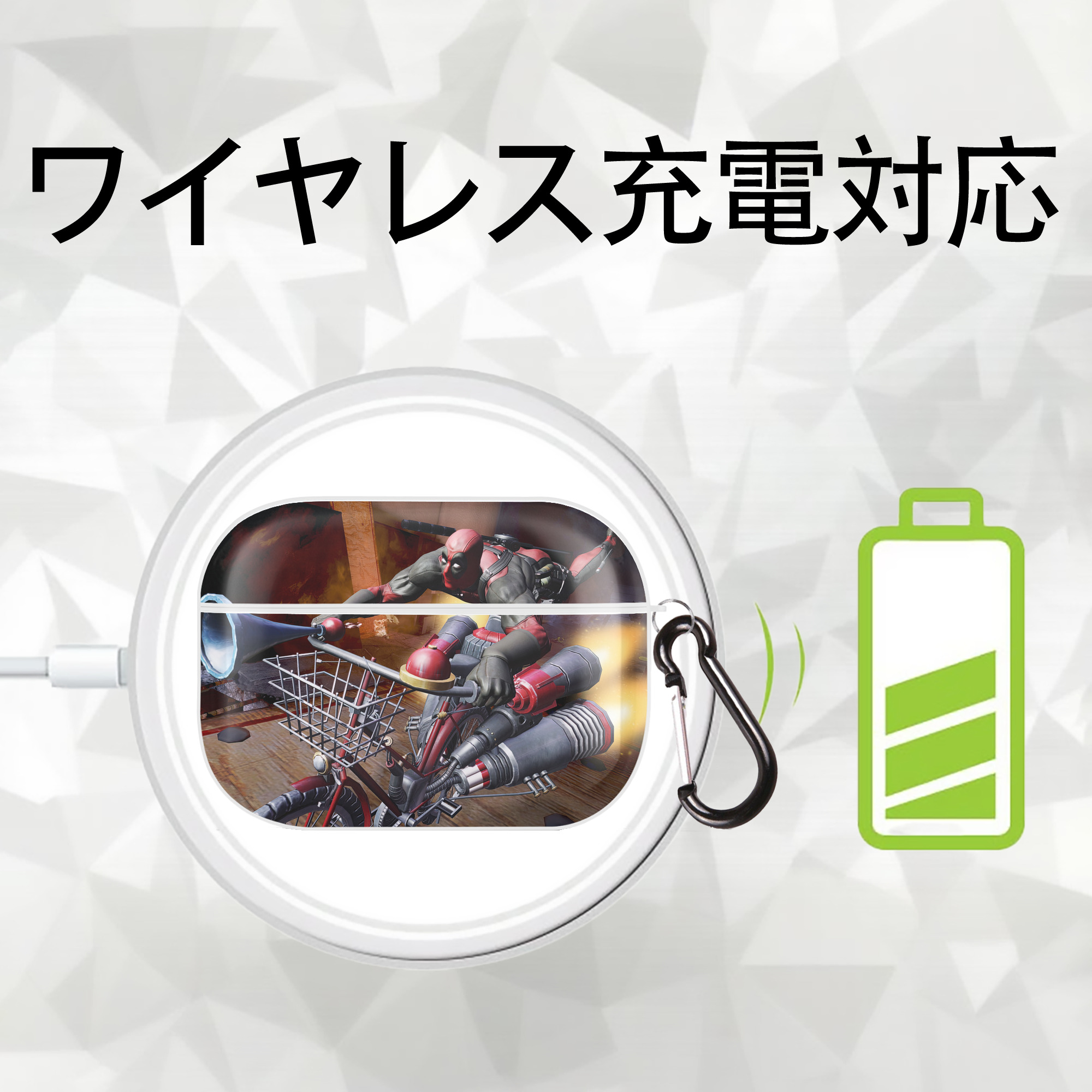 Deadpool デッドプール 【AirPods Pro用】ハードシェル保護ケース 耐衝撃・防指紋・カラビナ付き商品仕様