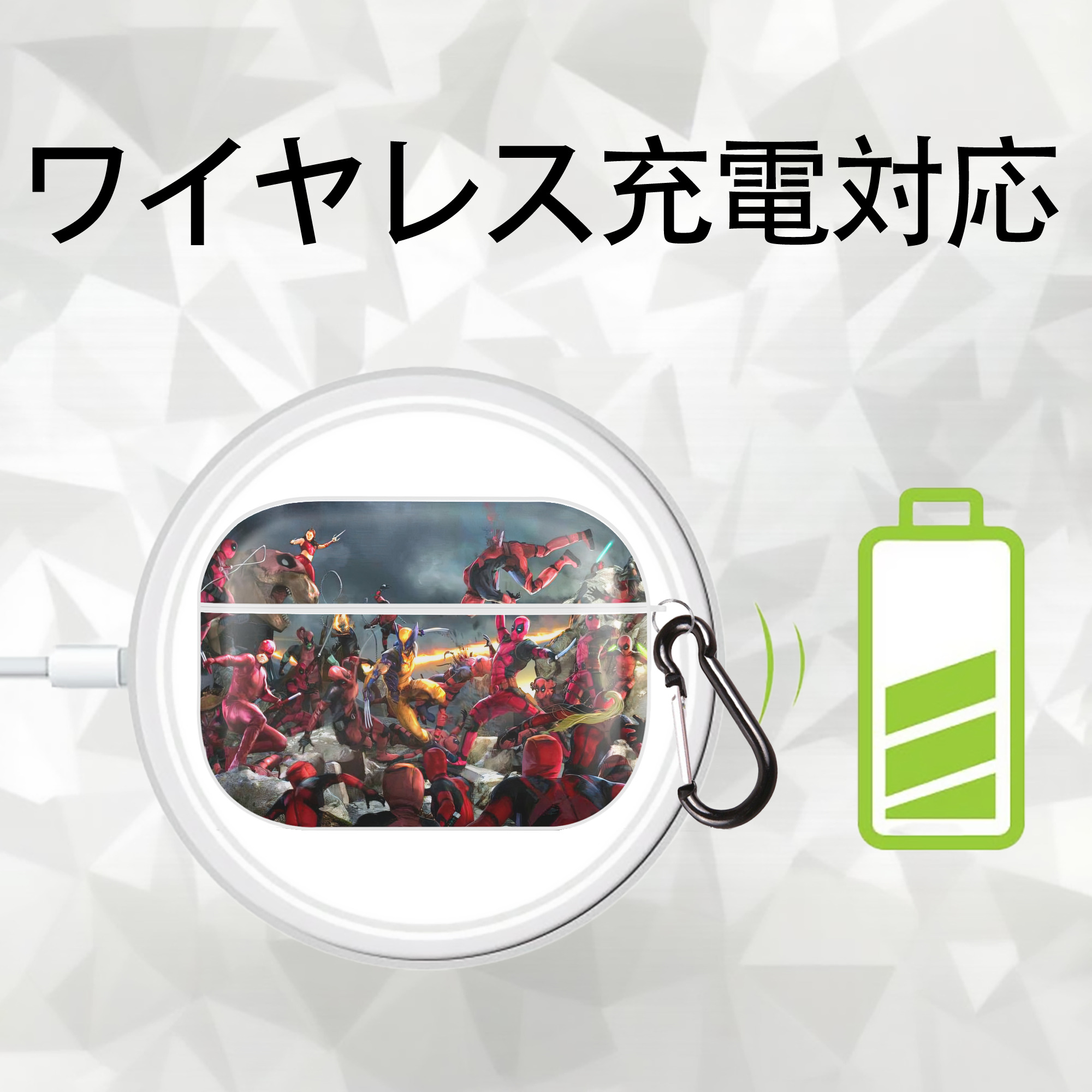 Deadpool デッドプール 【AirPods Pro用】ハードシェル保護ケース 耐衝撃・防指紋・カラビナ付き商品仕様