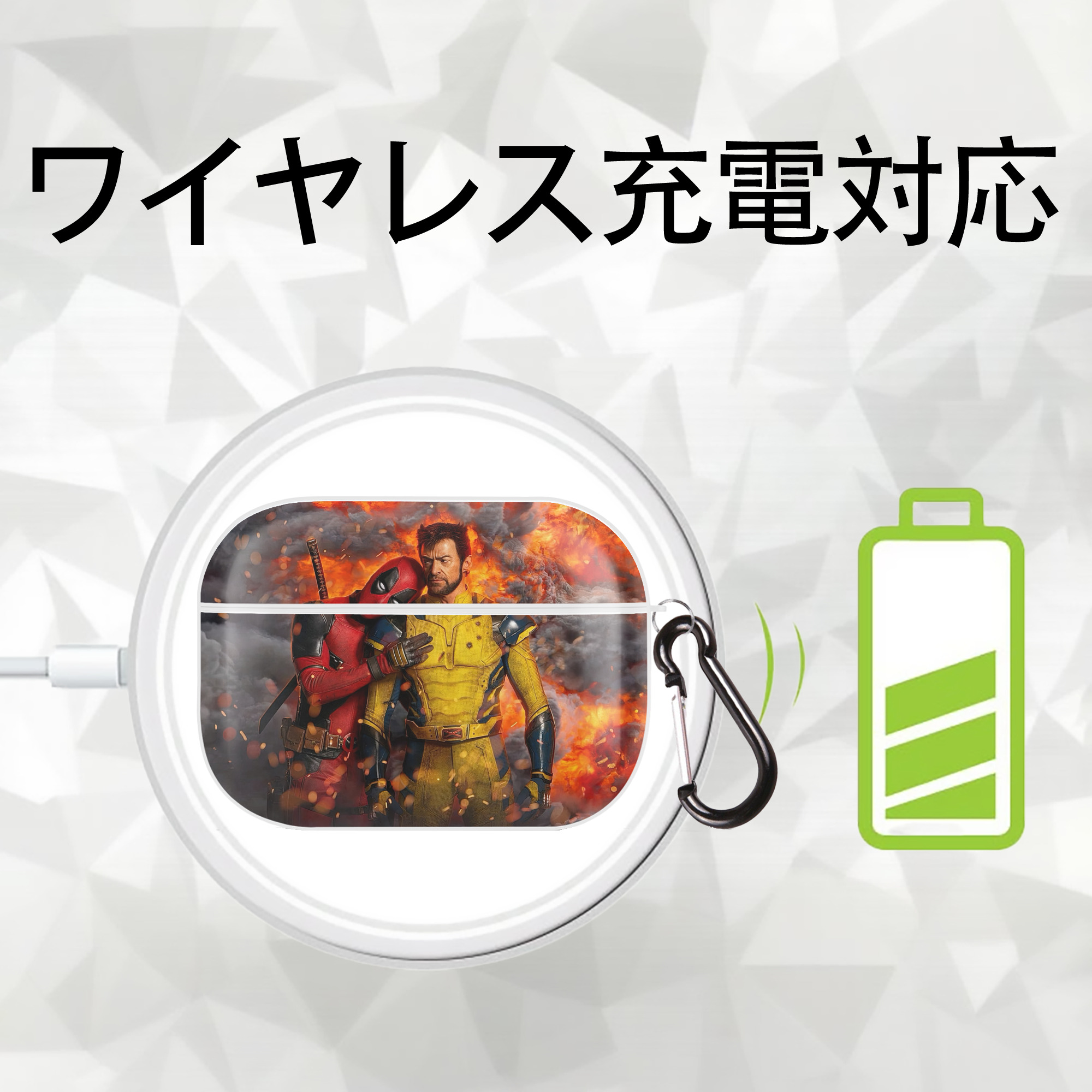 Deadpool デッドプール 【AirPods Pro用】ハードシェル保護ケース 耐衝撃・防指紋・カラビナ付き商品仕様