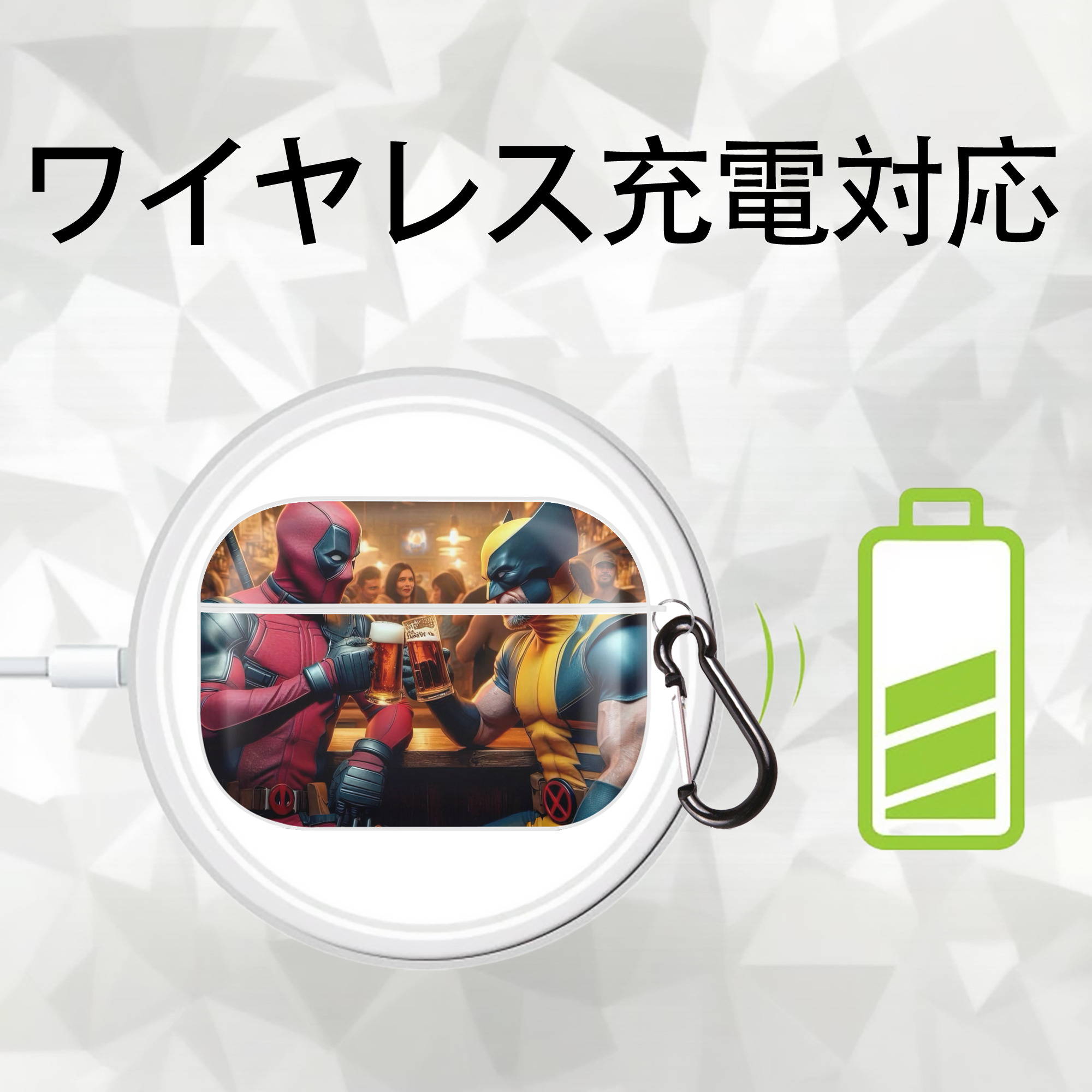 Deadpool デッドプール 【AirPods Pro用】ハードシェル保護ケース 耐衝撃・防指紋・カラビナ付き商品仕様
