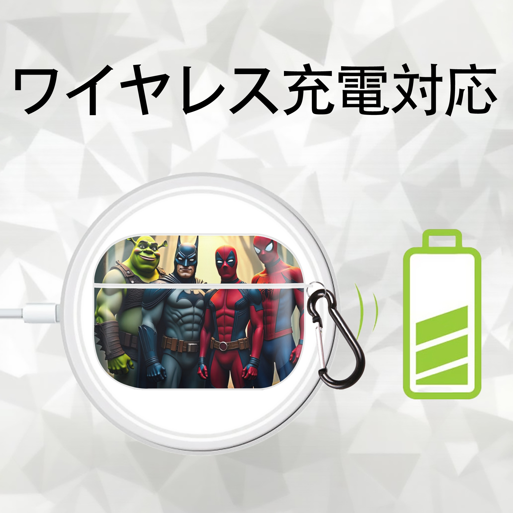 Deadpool デッドプール 【AirPods Pro用】ハードシェル保護ケース 耐衝撃・防指紋・カラビナ付き商品仕様