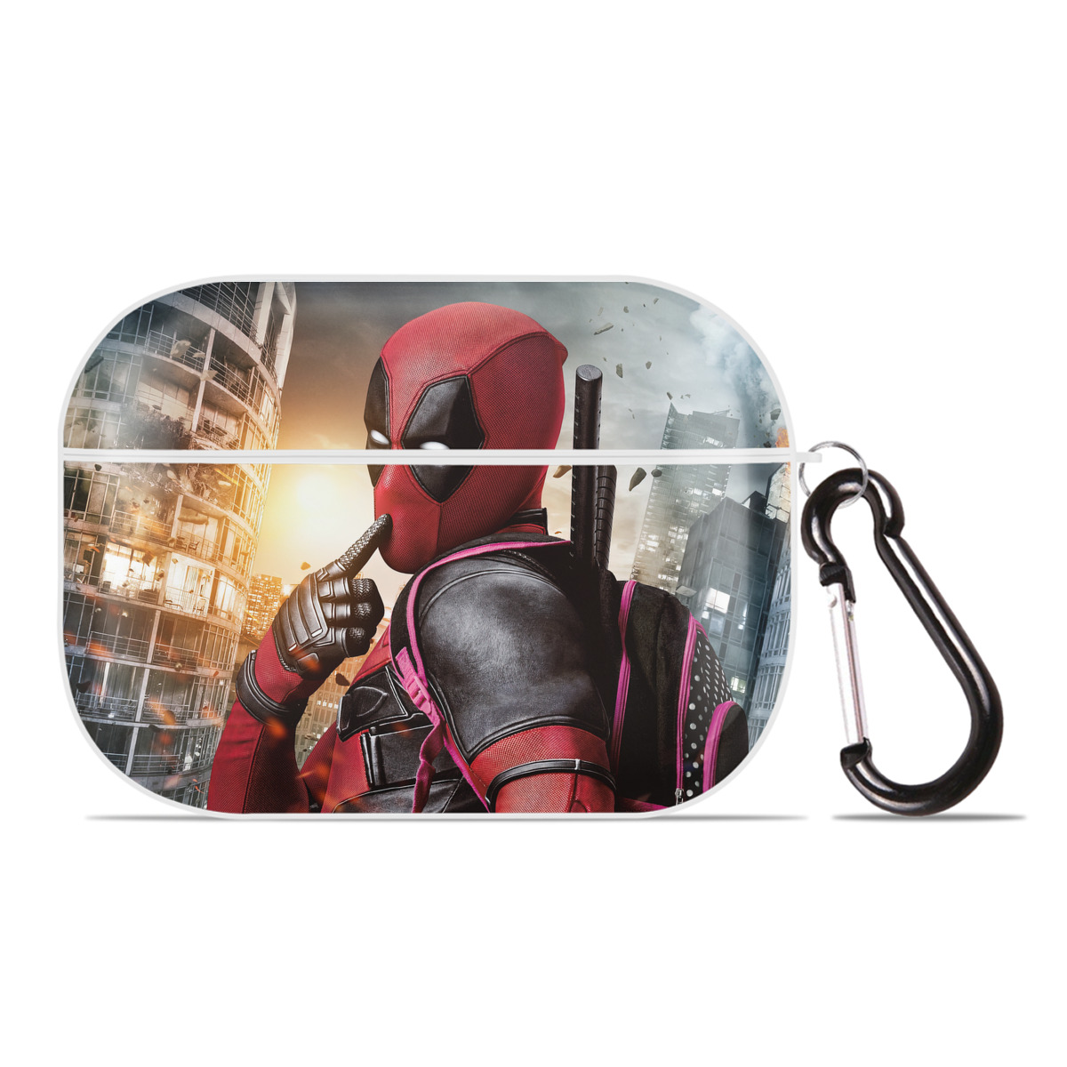 （画像用） Deadpool デッドプール 【AirPods Pro用】ハードシェル保護ケース 耐衝撃・防指紋・カラビナ付き商品仕様