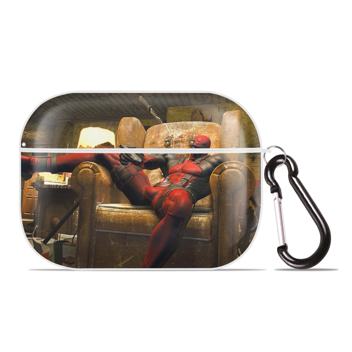 （画像用） Deadpool デッドプール 【AirPods Pro用】ハードシェル保護ケース 耐衝撃・防指紋・カラビナ付き商品仕様