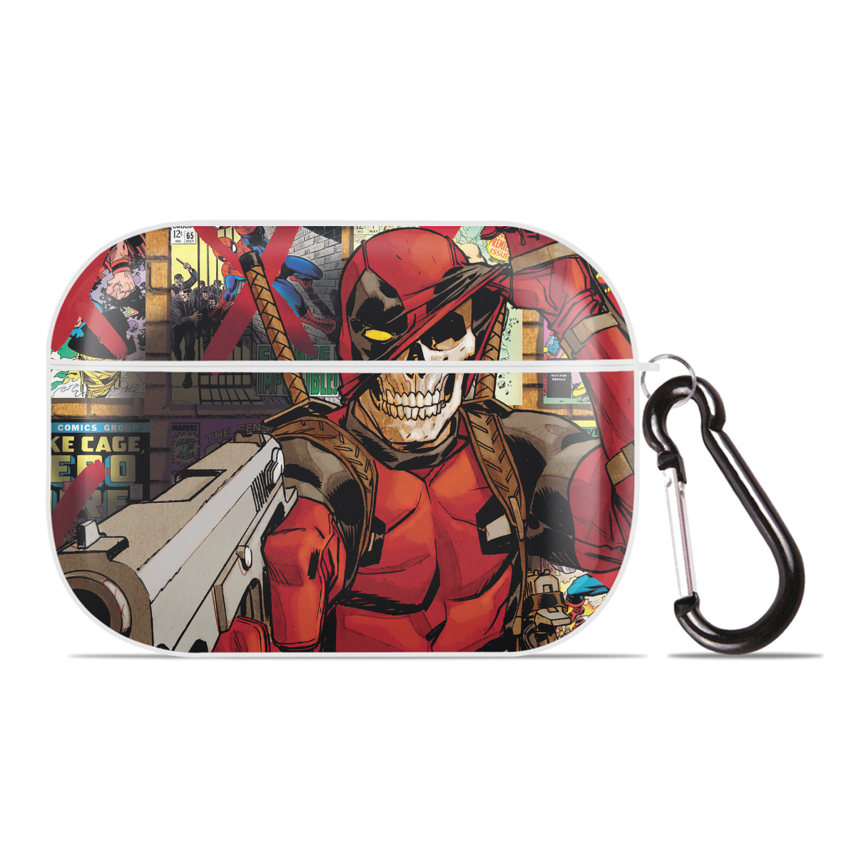 （画像用） Deadpool デッドプール 【AirPods Pro用】ハードシェル保護ケース 耐衝撃・防指紋・カラビナ付き商品仕様