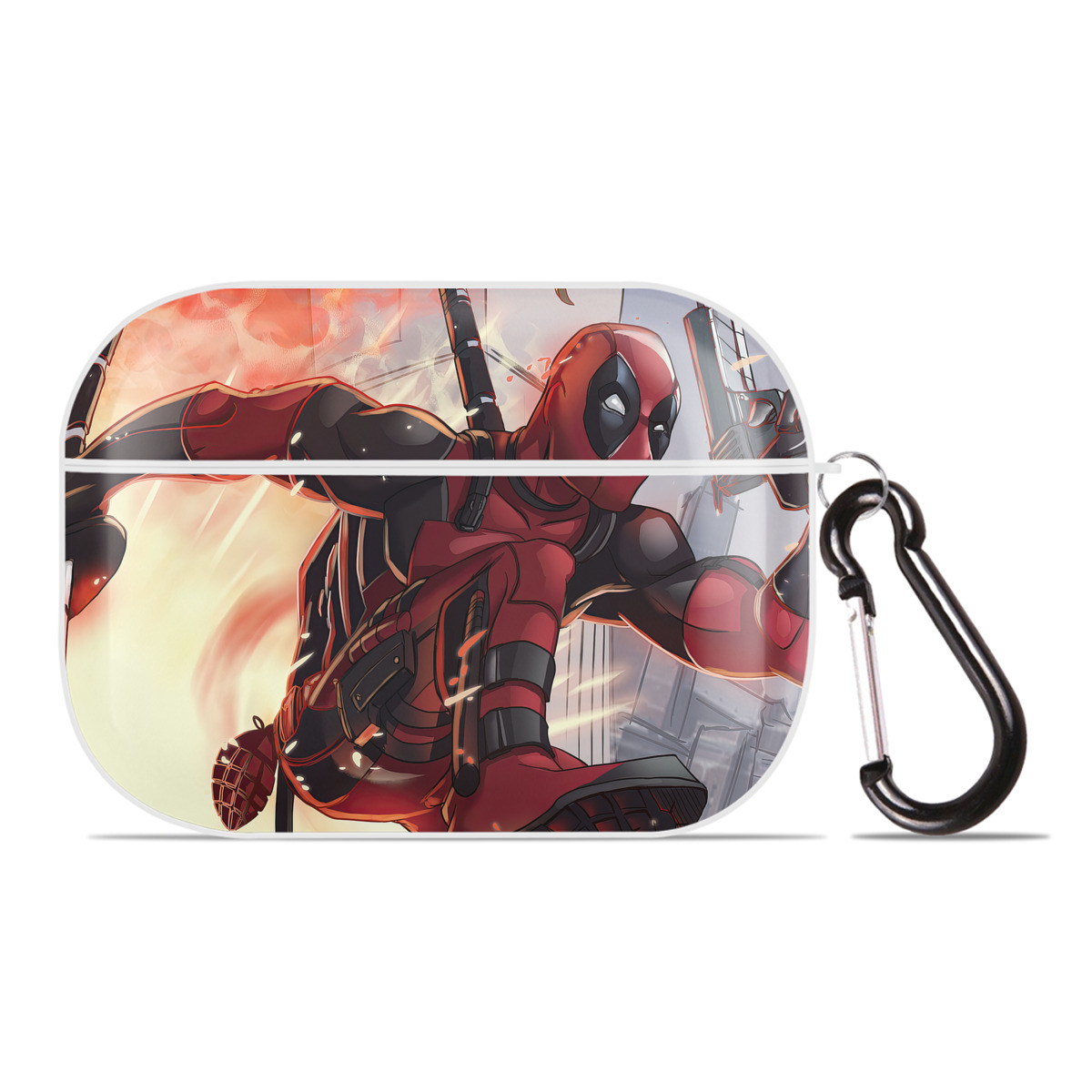 （画像用） Deadpool デッドプール 【AirPods Pro用】ハードシェル保護ケース 耐衝撃・防指紋・カラビナ付き商品仕様