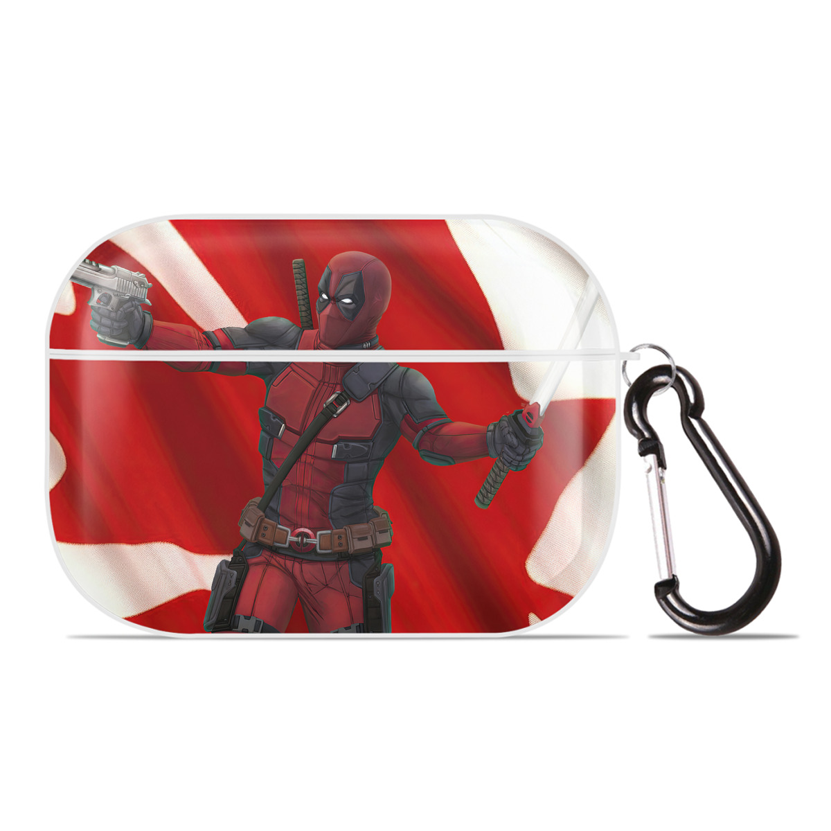 （画像用） Deadpool デッドプール 【AirPods Pro用】ハードシェル保護ケース 耐衝撃・防指紋・カラビナ付き商品仕様