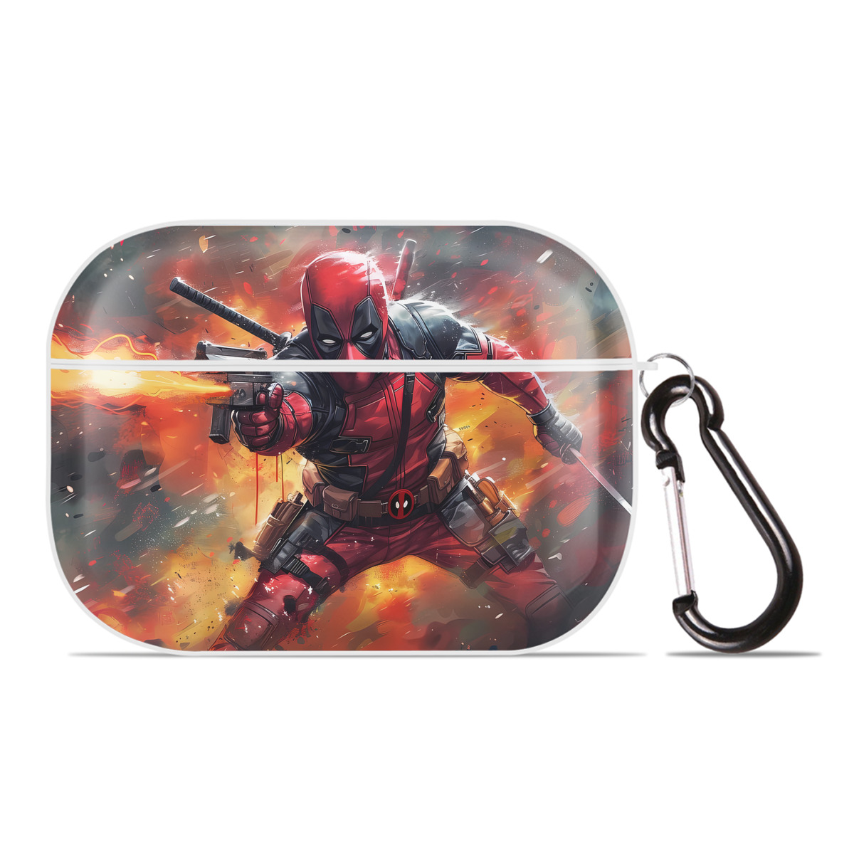 （画像用） Deadpool デッドプール 【AirPods Pro用】ハードシェル保護ケース 耐衝撃・防指紋・カラビナ付き商品仕様