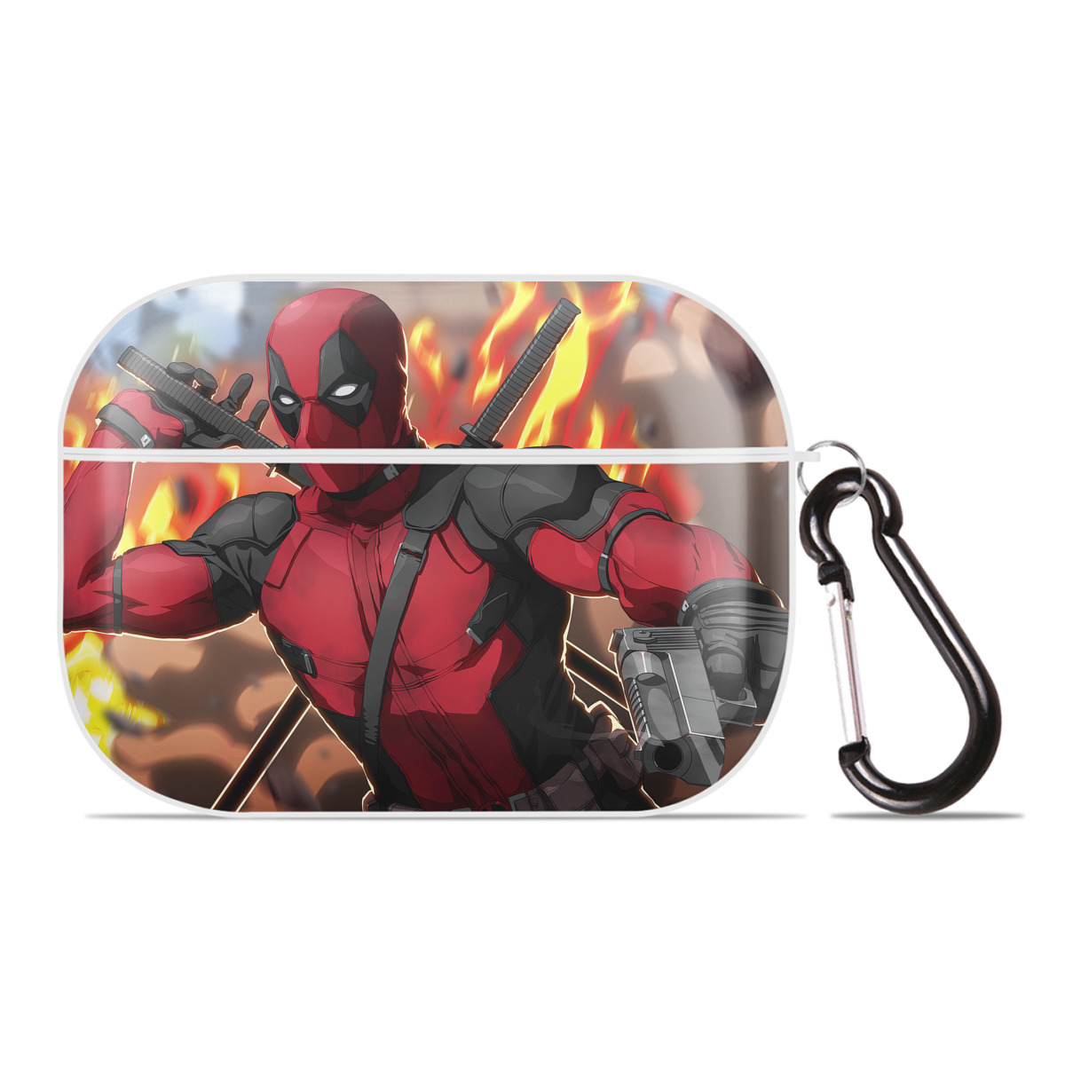 （画像用） Deadpool デッドプール 【AirPods Pro用】ハードシェル保護ケース 耐衝撃・防指紋・カラビナ付き商品仕様