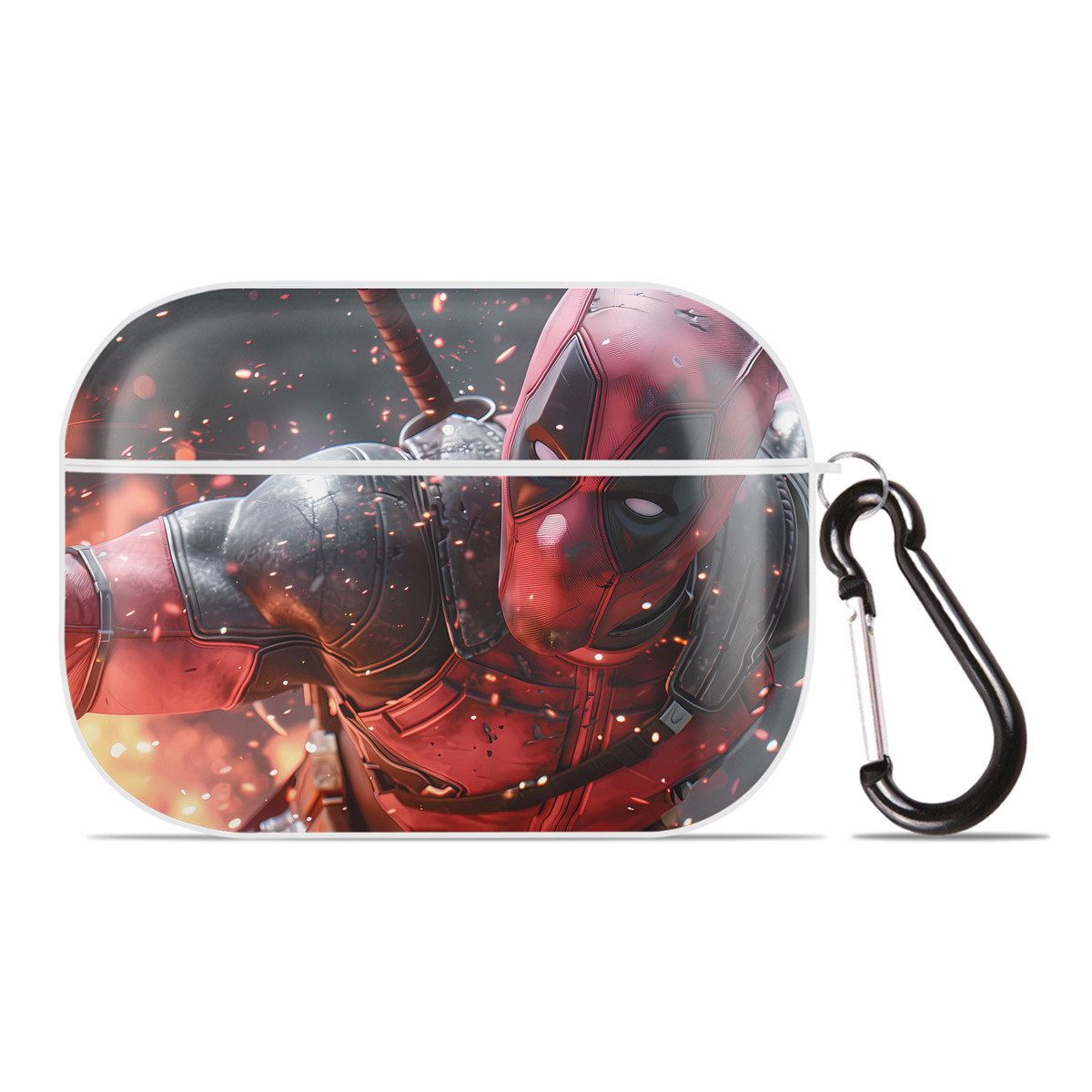 （画像用） Deadpool デッドプール 【AirPods Pro用】ハードシェル保護ケース 耐衝撃・防指紋・カラビナ付き商品仕様