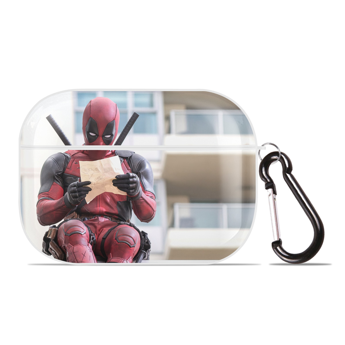 （画像用） Deadpool デッドプール 【AirPods Pro用】ハードシェル保護ケース 耐衝撃・防指紋・カラビナ付き商品仕様