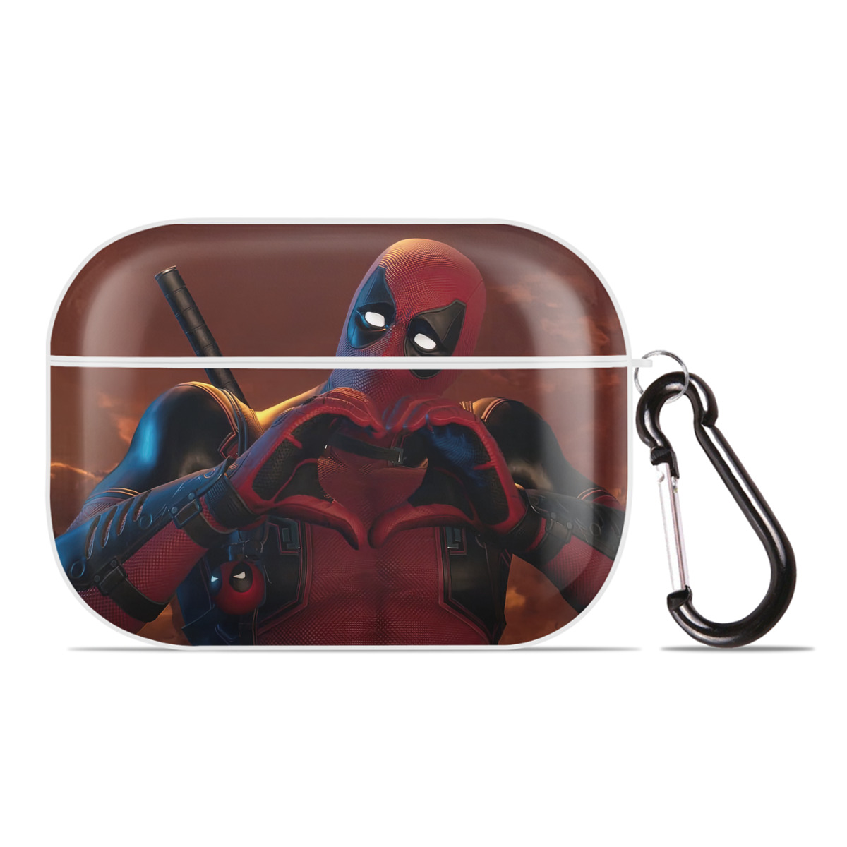 （画像用） Deadpool デッドプール 【AirPods Pro用】ハードシェル保護ケース 耐衝撃・防指紋・カラビナ付き商品仕様