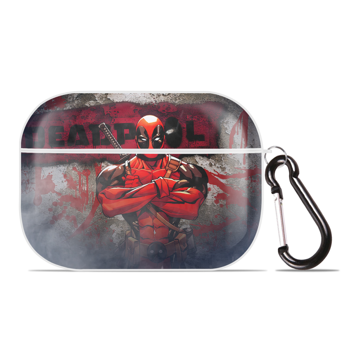 （画像用） Deadpool デッドプール 【AirPods Pro用】ハードシェル保護ケース 耐衝撃・防指紋・カラビナ付き商品仕様