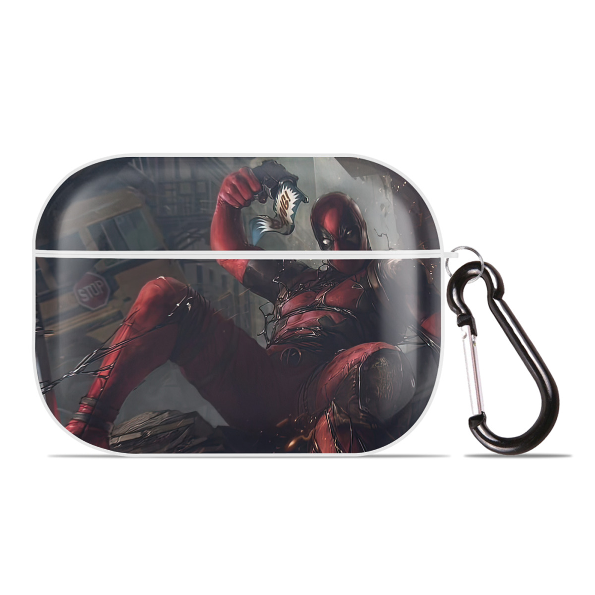（画像用） Deadpool デッドプール 【AirPods Pro用】ハードシェル保護ケース 耐衝撃・防指紋・カラビナ付き商品仕様