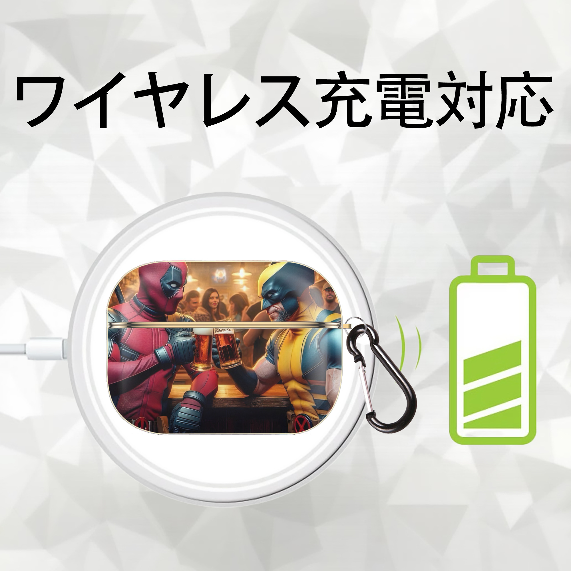 Deadpool デッドプール 【AirPods Pro用】ハードシェル保護ケース｜耐衝撃・防指紋・カラビナ付き商品仕様