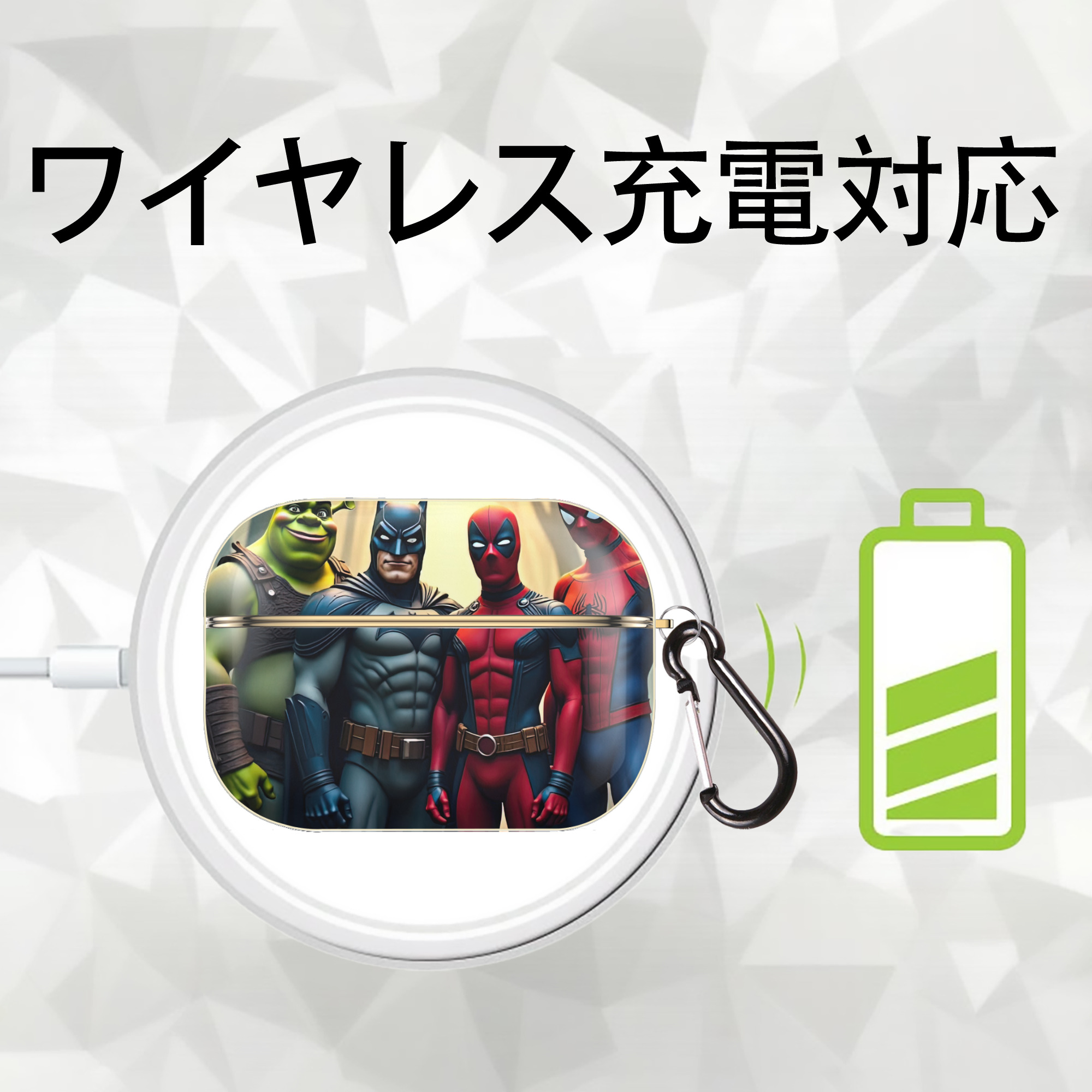 Deadpool デッドプール 【AirPods Pro用】ハードシェル保護ケース｜耐衝撃・防指紋・カラビナ付き商品仕様