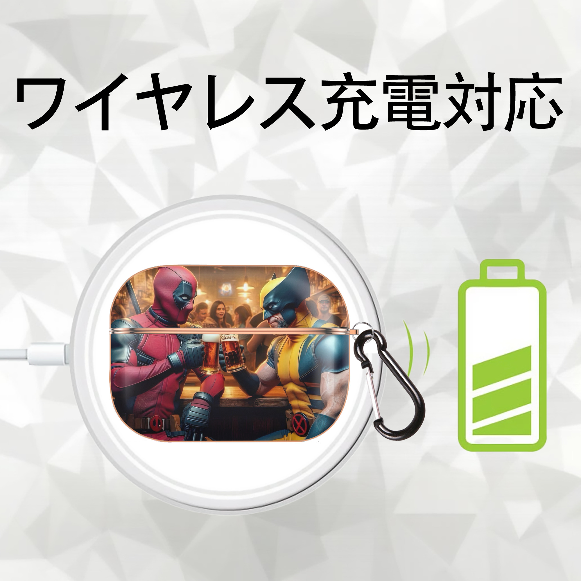 Deadpool デッドプール 【AirPods Pro用】ハードシェル保護ケース｜耐衝撃・防指紋・カラビナ付き商品仕様