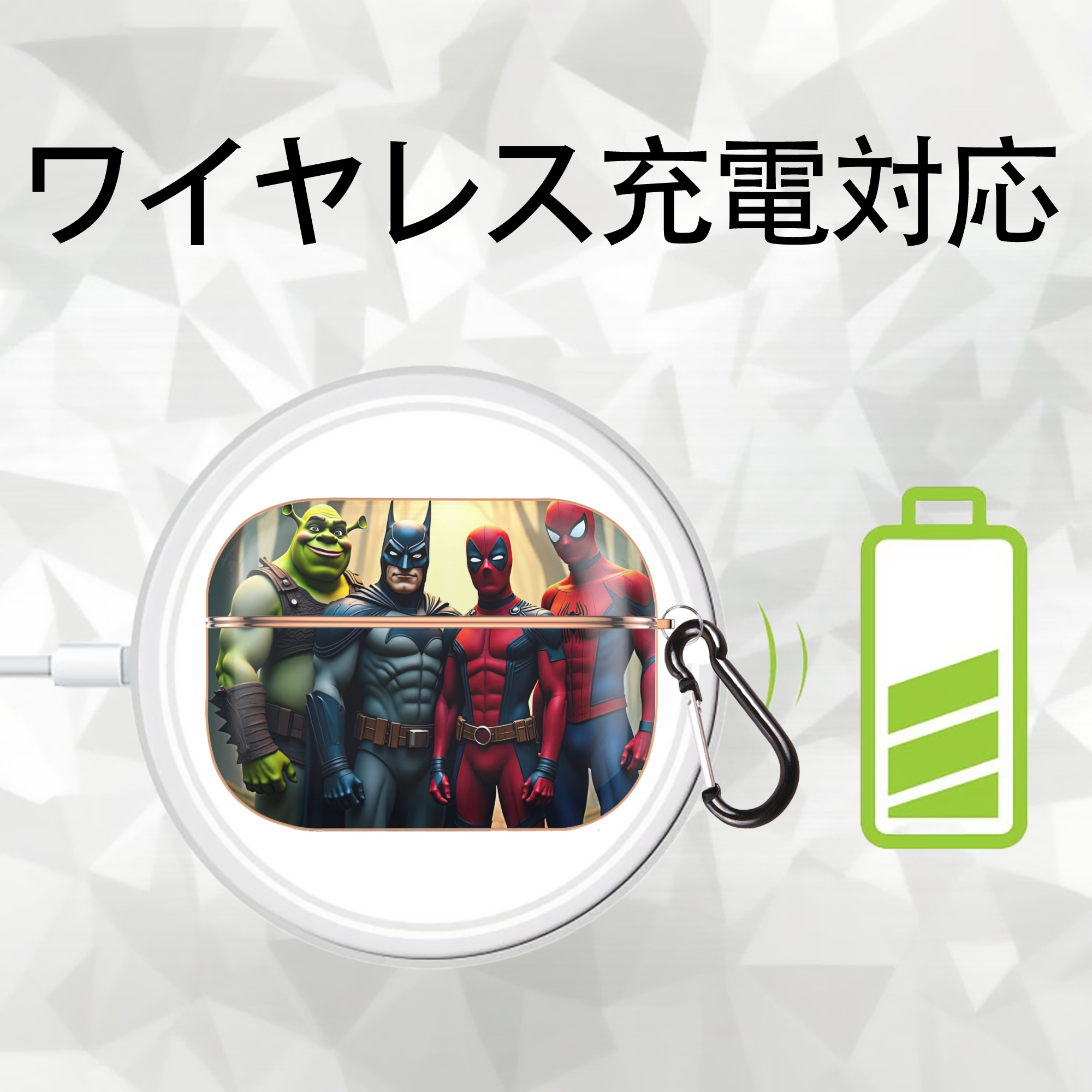 Deadpool デッドプール 【AirPods Pro用】ハードシェル保護ケース｜耐衝撃・防指紋・カラビナ付き商品仕様