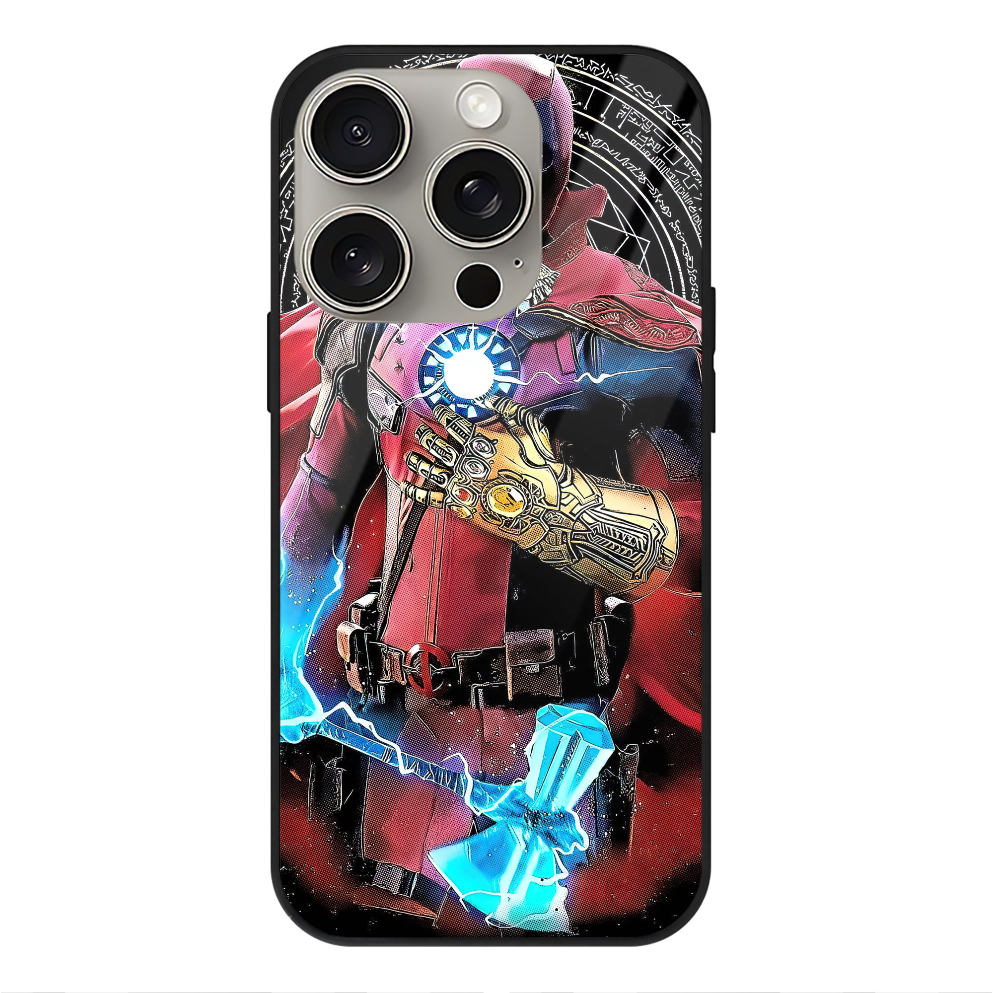 （画像用） Deadpool デッドプール 【iPhone15Pro対応】スマホケース 耐衝撃＆黄変防止 背面ガラス