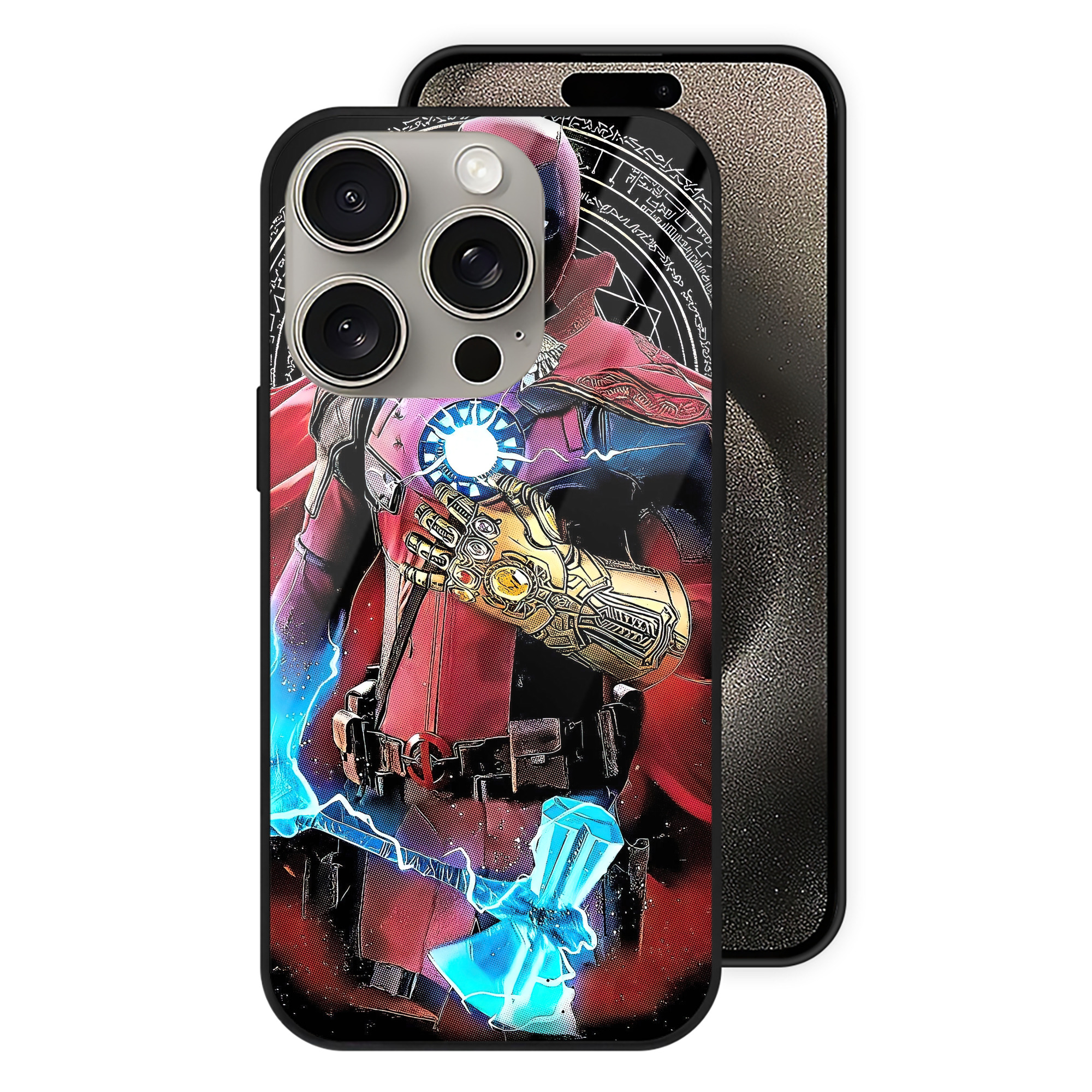 （画像用） Deadpool デッドプール 【iPhone15Pro対応】スマホケース 耐衝撃＆黄変防止 背面ガラス