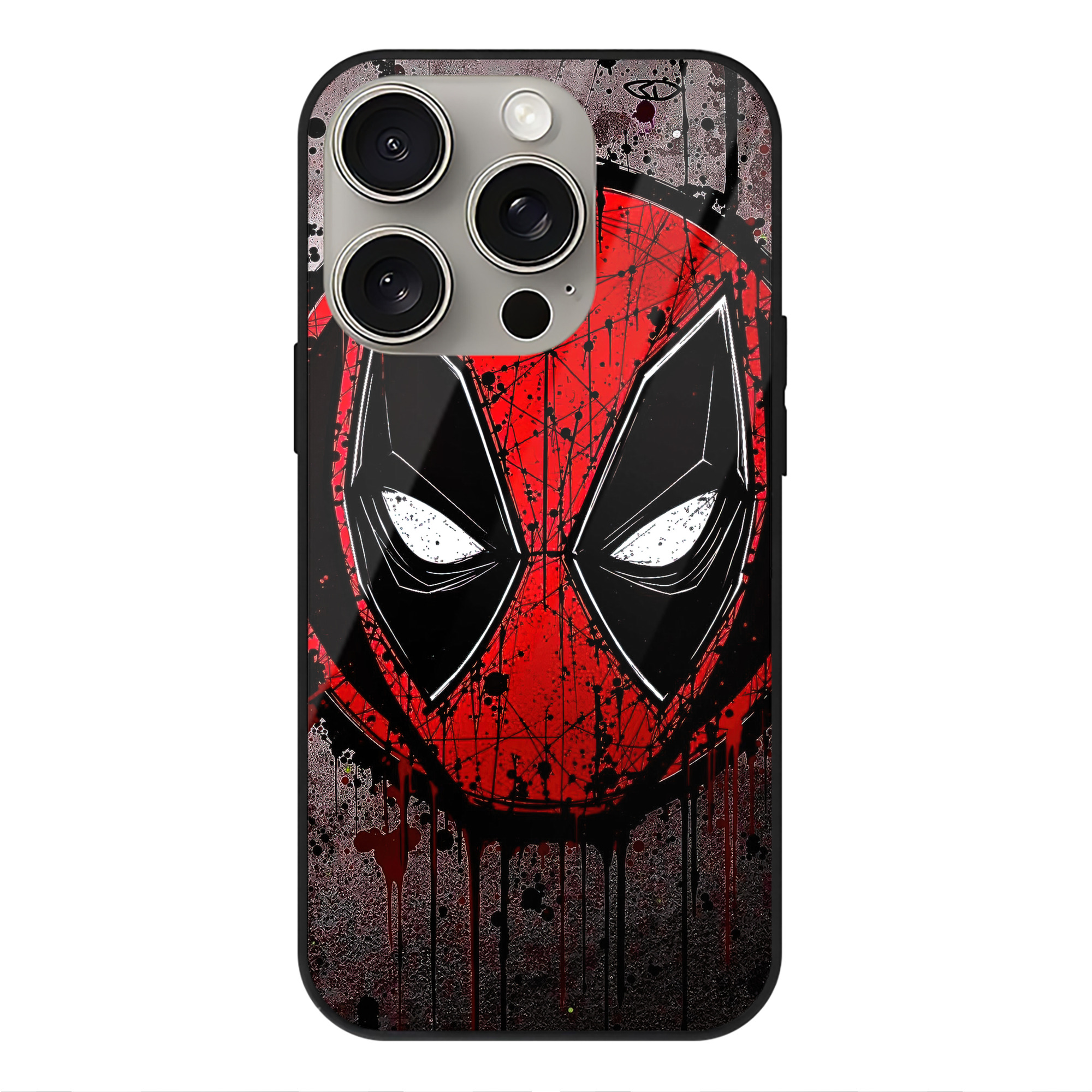 （画像用） Deadpool デッドプール 【iPhone15Pro対応】スマホケース 耐衝撃＆黄変防止 背面ガラス