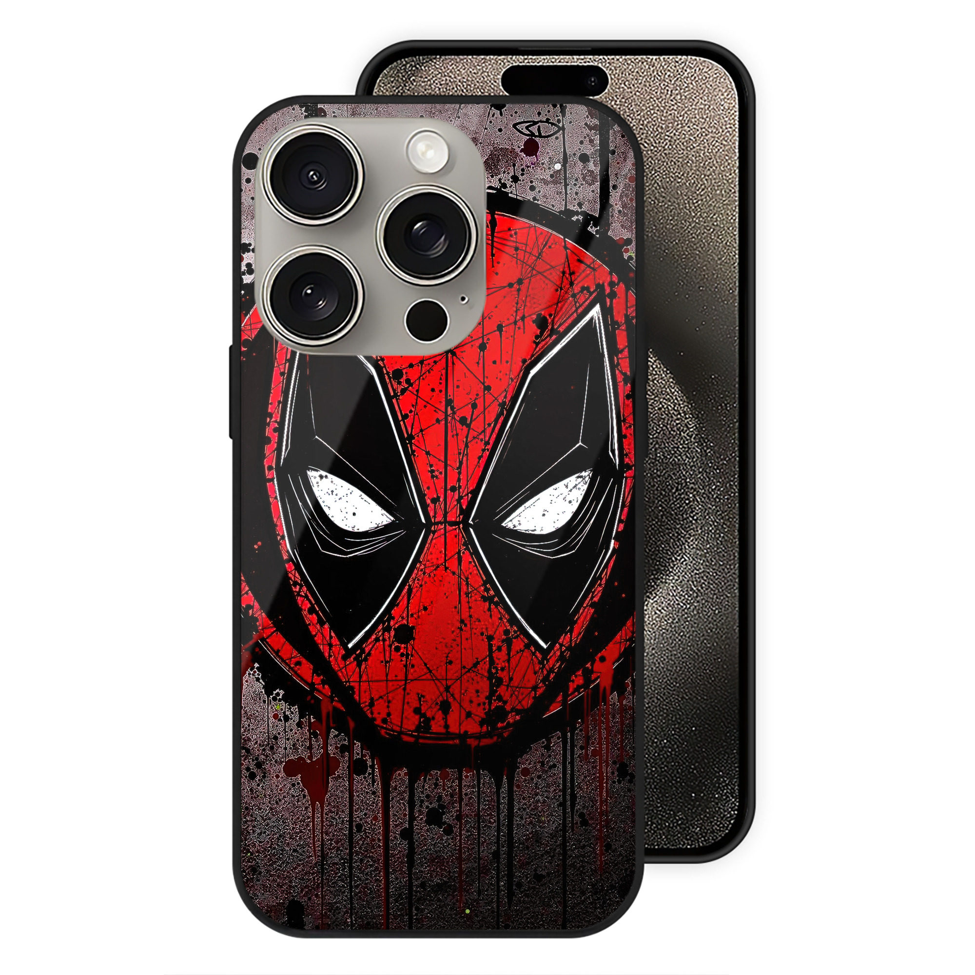 （画像用） Deadpool デッドプール 【iPhone15Pro対応】スマホケース 耐衝撃＆黄変防止 背面ガラス