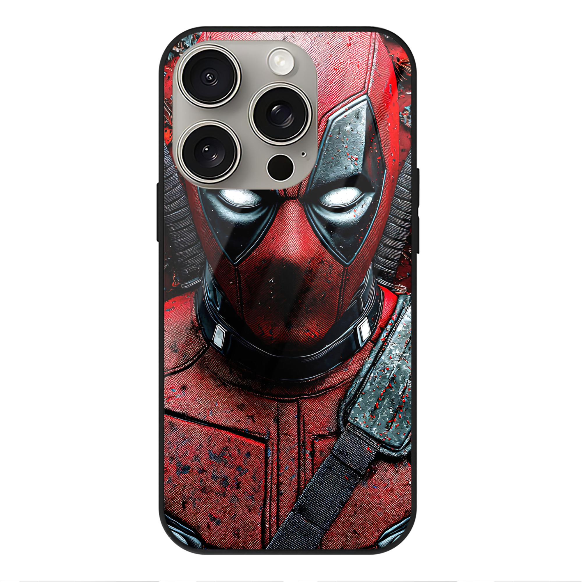 （画像用） Deadpool デッドプール 【iPhone15Pro対応】スマホケース 耐衝撃＆黄変防止 背面ガラス
