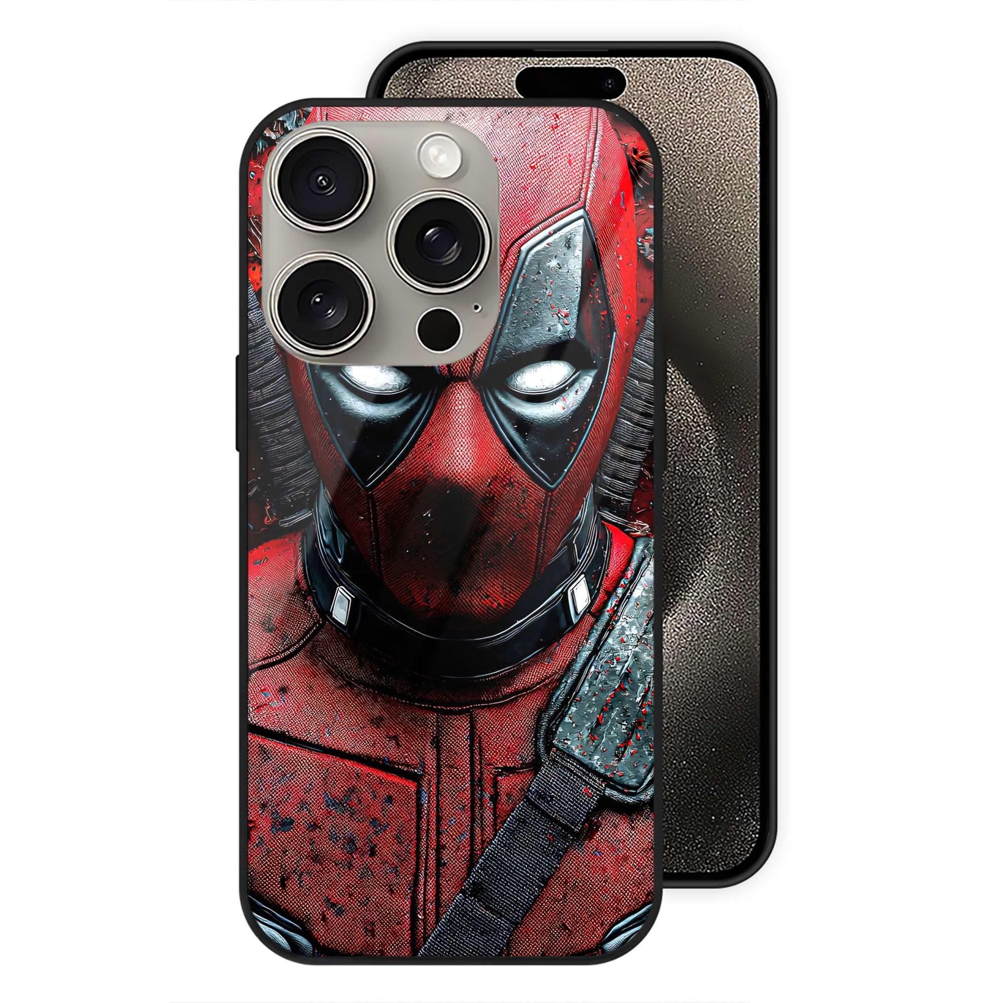 （画像用） Deadpool デッドプール 【iPhone15Pro対応】スマホケース 耐衝撃＆黄変防止 背面ガラス