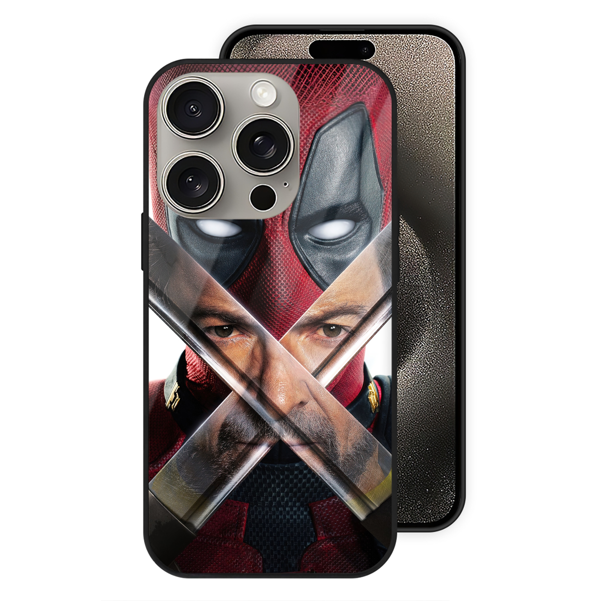 （画像用） Deadpool デッドプール 【iPhone15Pro対応】スマホケース 耐衝撃＆黄変防止 背面ガラス
