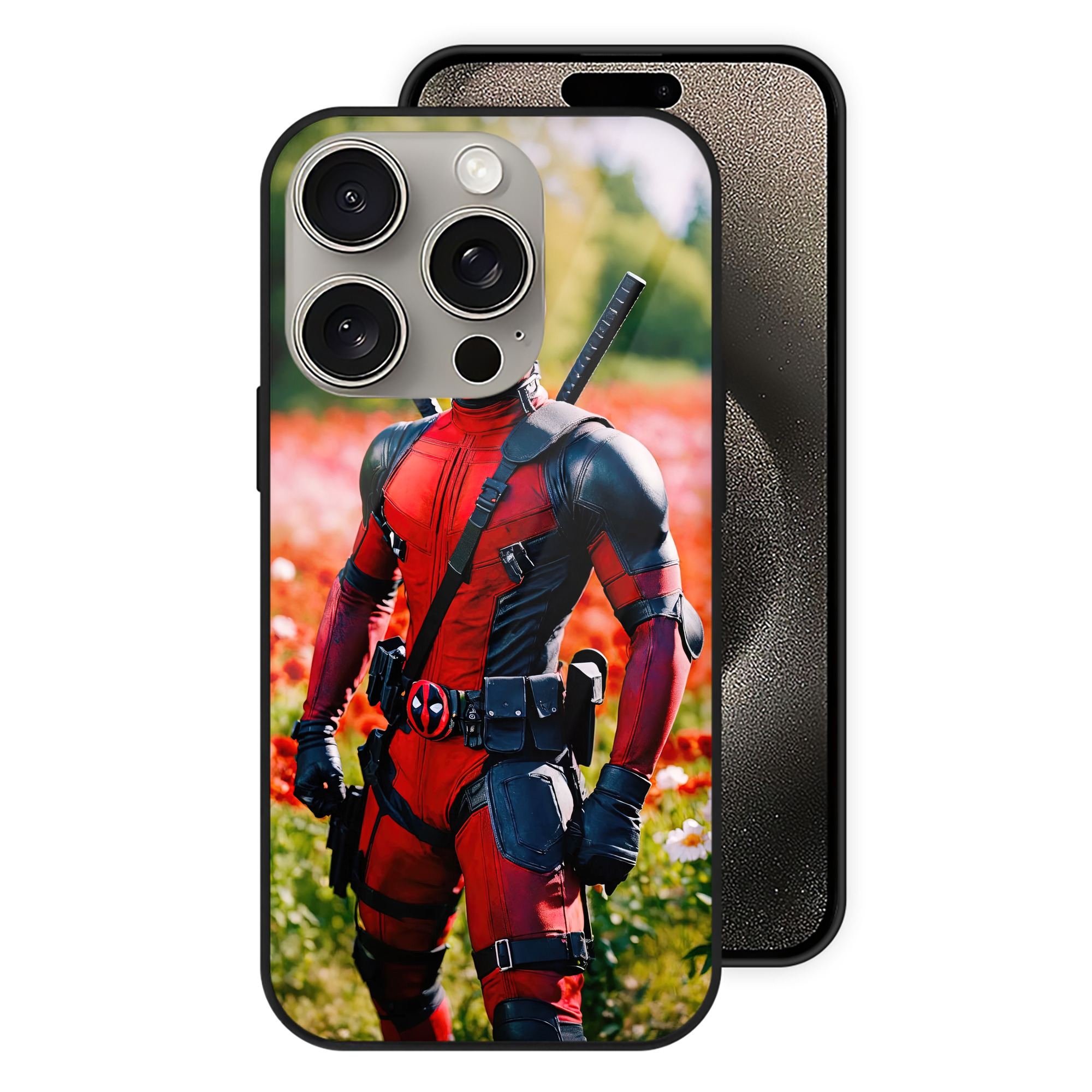 （画像用） Deadpool デッドプール 【iPhone15Pro対応】スマホケース 耐衝撃＆黄変防止 背面ガラス