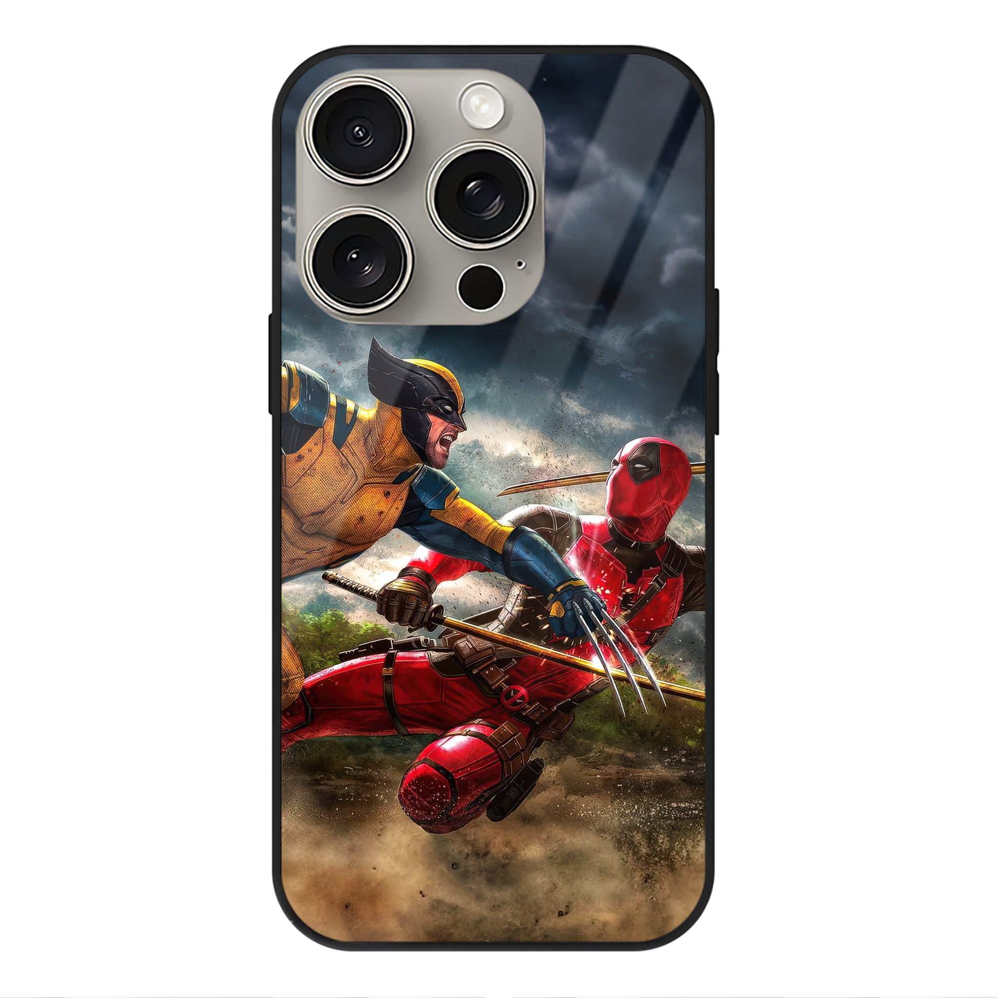 （画像用） Deadpool デッドプール 【iPhone15Pro対応】スマホケース 耐衝撃＆黄変防止 背面ガラス