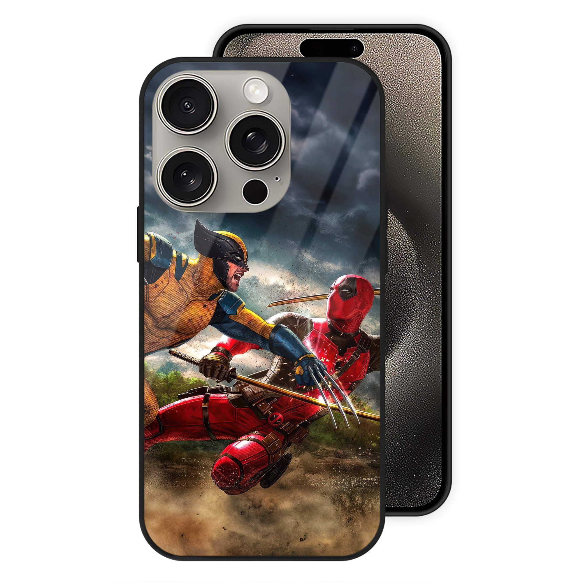 （画像用） Deadpool デッドプール 【iPhone15Pro対応】スマホケース 耐衝撃＆黄変防止 背面ガラス