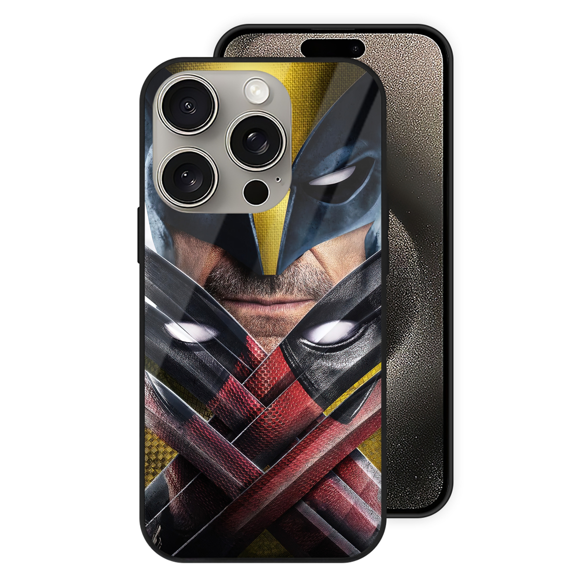 （画像用） Deadpool デッドプール 【iPhone15Pro対応】スマホケース 耐衝撃＆黄変防止 背面ガラス