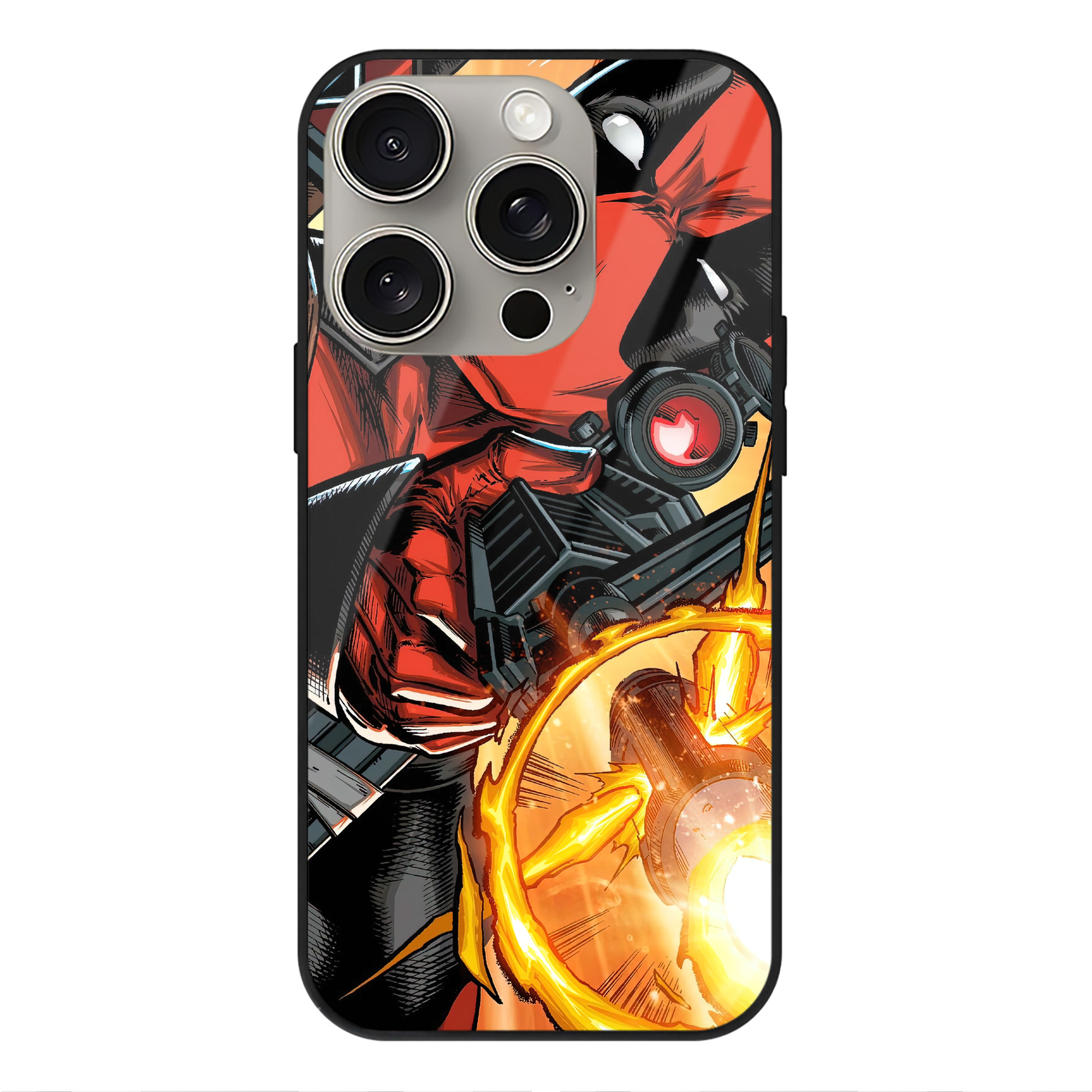 （画像用） Deadpool デッドプール 【iPhone15Pro対応】スマホケース 耐衝撃＆黄変防止 背面ガラス