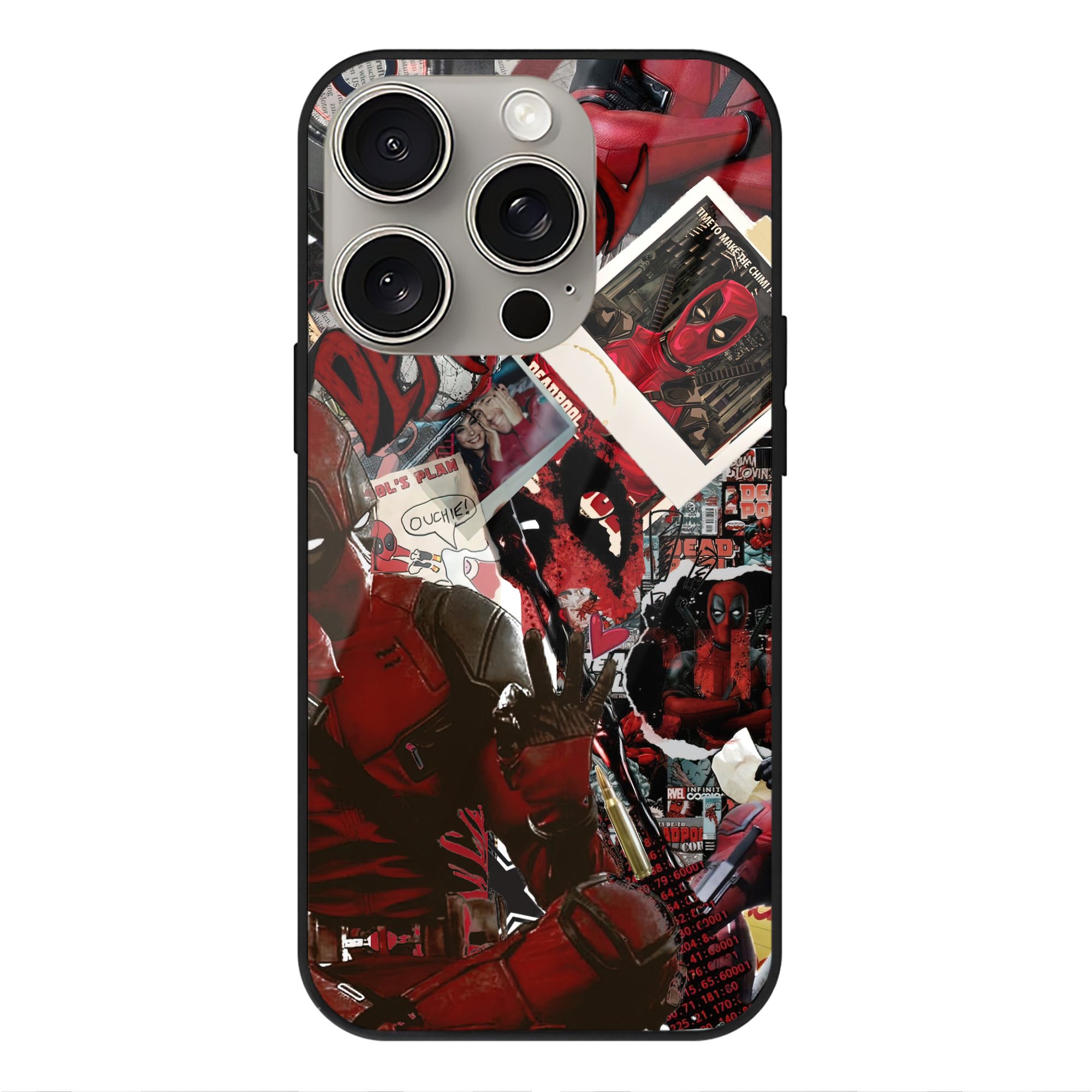 （画像用） Deadpool デッドプール 【iPhone15Pro対応】スマホケース 耐衝撃＆黄変防止 背面ガラス