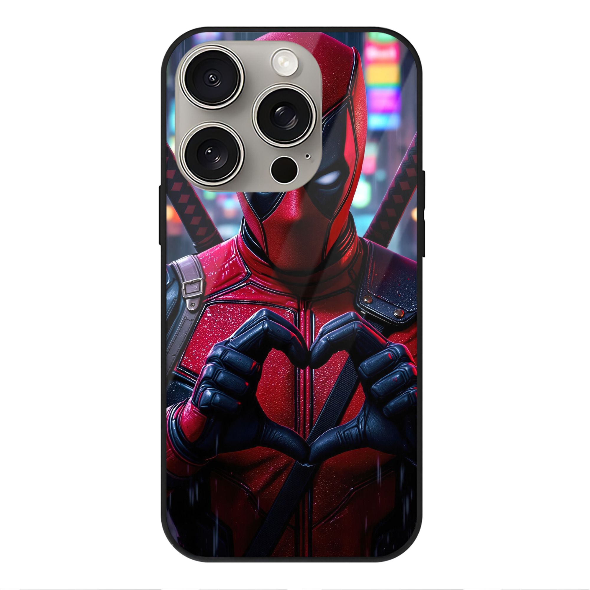 （画像用） Deadpool デッドプール 【iPhone15Pro対応】スマホケース 耐衝撃＆黄変防止 背面ガラス