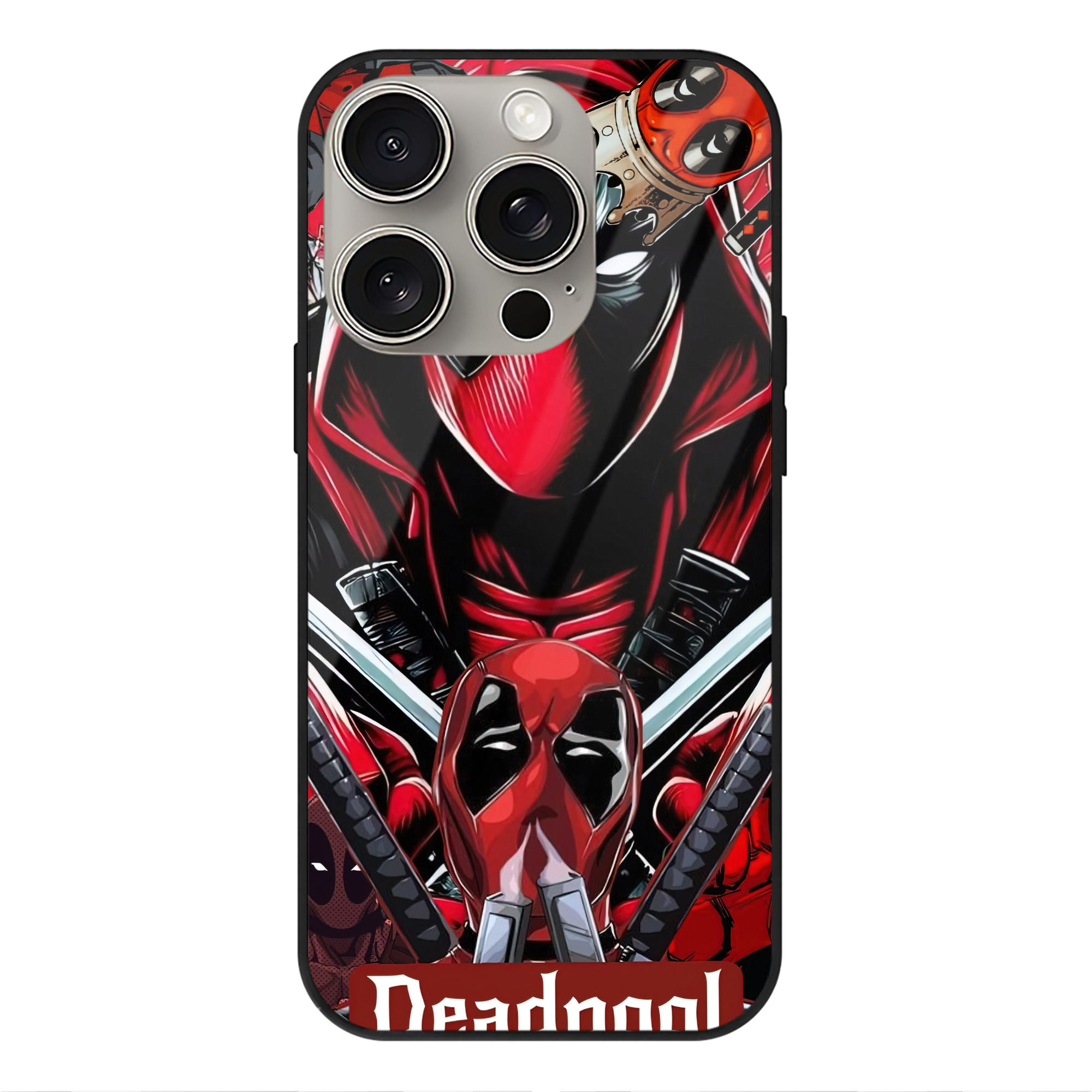 （画像用） Deadpool デッドプール 【iPhone15Pro対応】スマホケース 耐衝撃＆黄変防止 背面ガラス