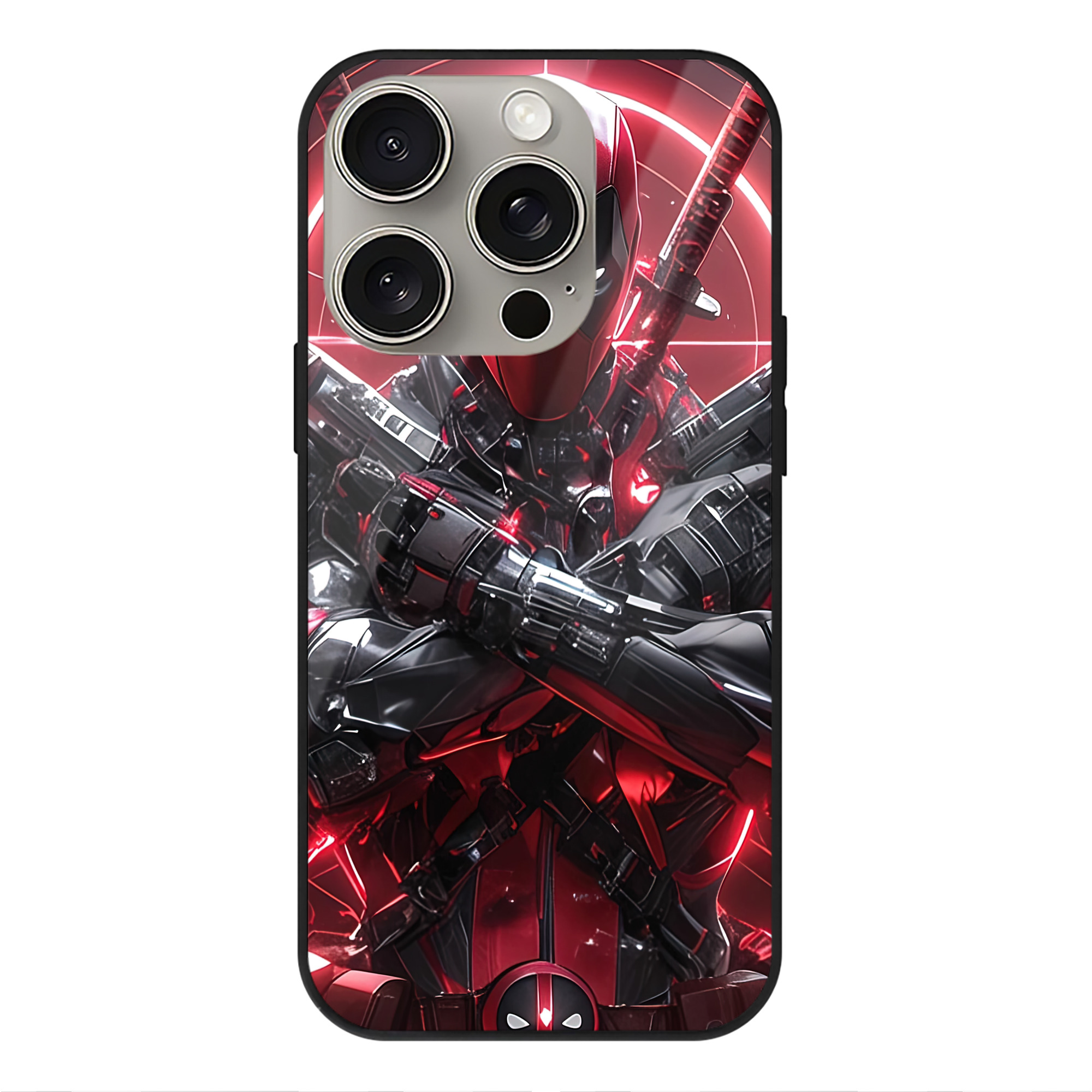 （画像用） Deadpool デッドプール 【iPhone15Pro対応】スマホケース 耐衝撃＆黄変防止 背面ガラス