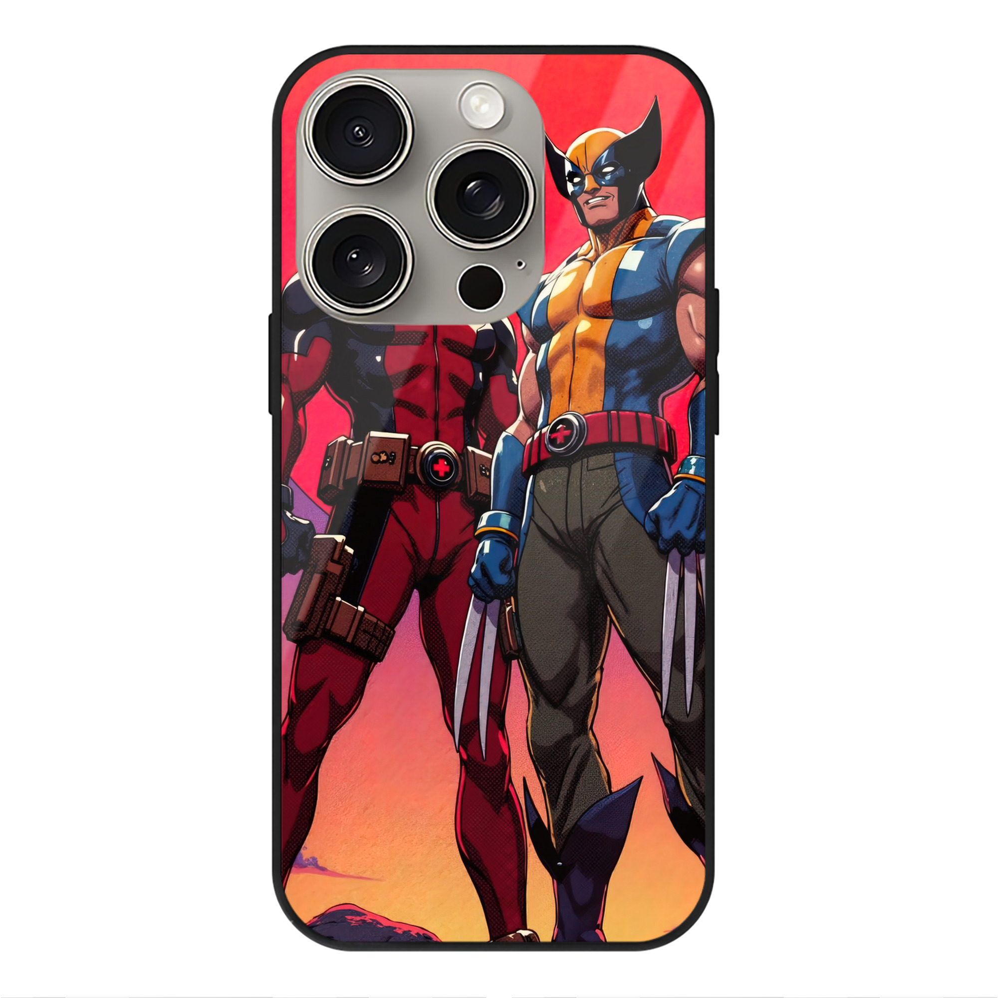 （画像用） Deadpool デッドプール 【iPhone15Pro対応】スマホケース 耐衝撃＆黄変防止 背面ガラス