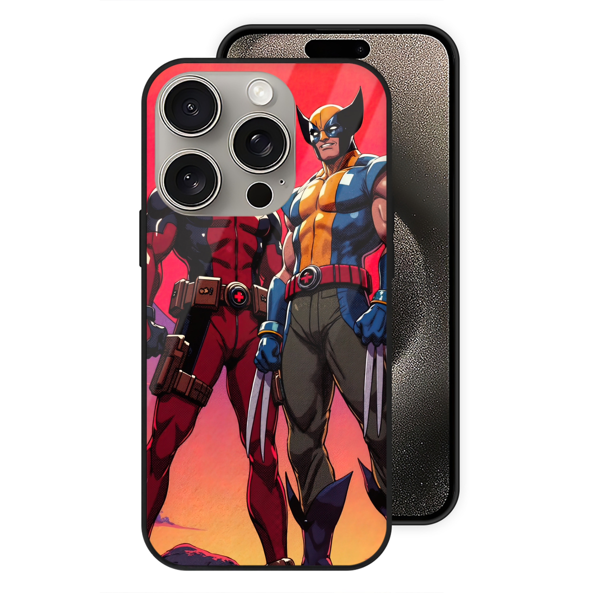 （画像用） Deadpool デッドプール 【iPhone15Pro対応】スマホケース 耐衝撃＆黄変防止 背面ガラス