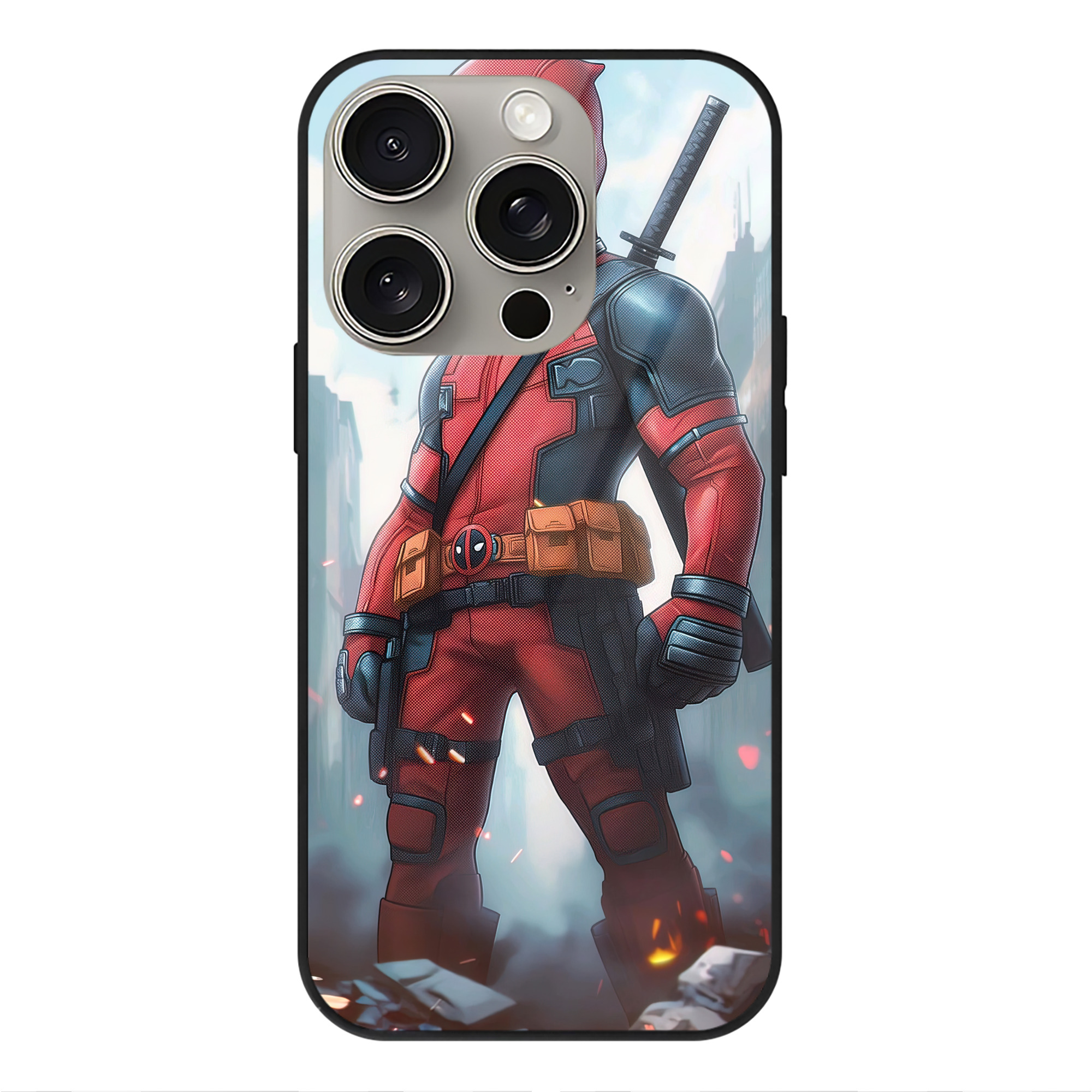 （画像用） Deadpool デッドプール 【iPhone15Pro対応】スマホケース 耐衝撃＆黄変防止 背面ガラス