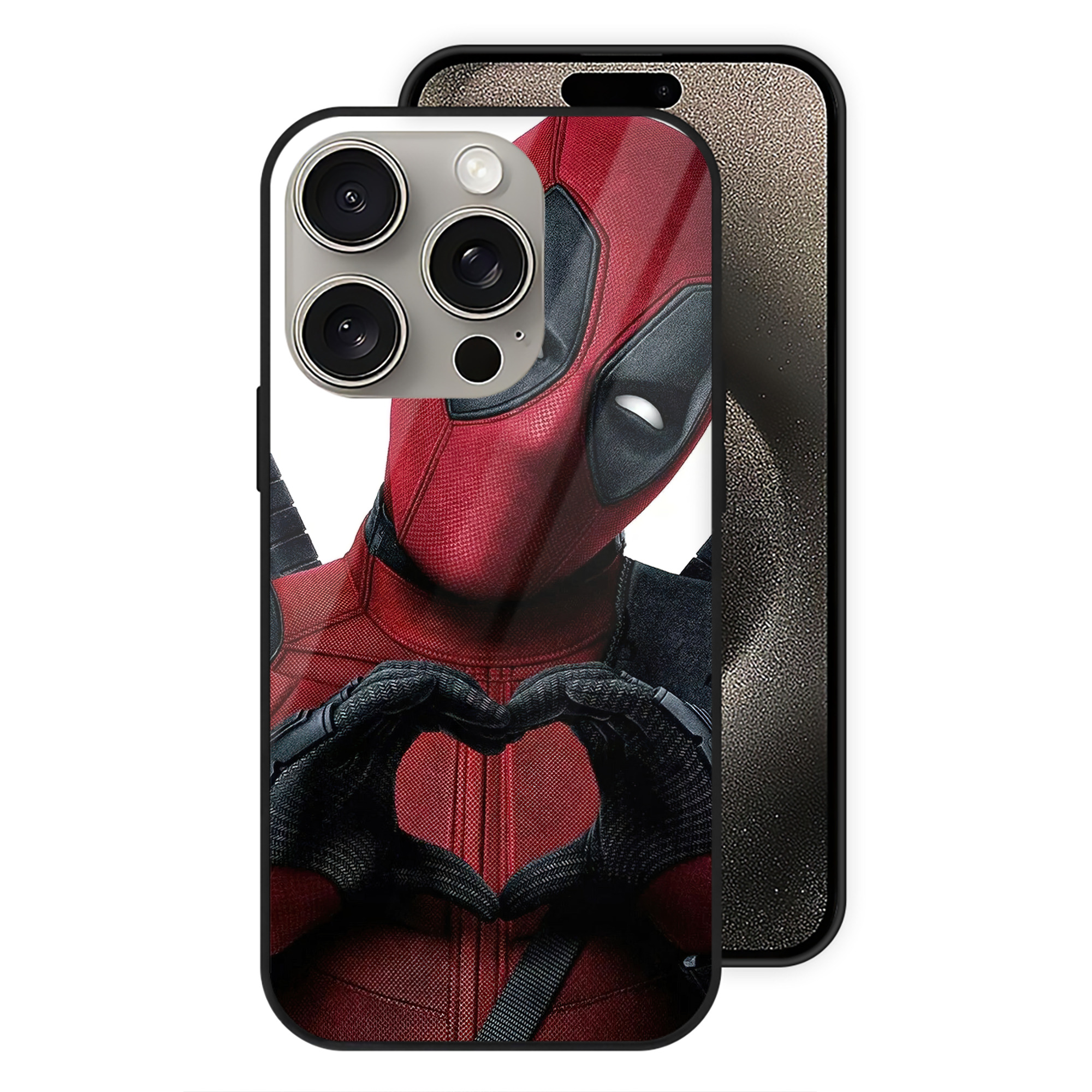 （画像用） Deadpool デッドプール 【iPhone15Pro対応】スマホケース 耐衝撃＆黄変防止 背面ガラス