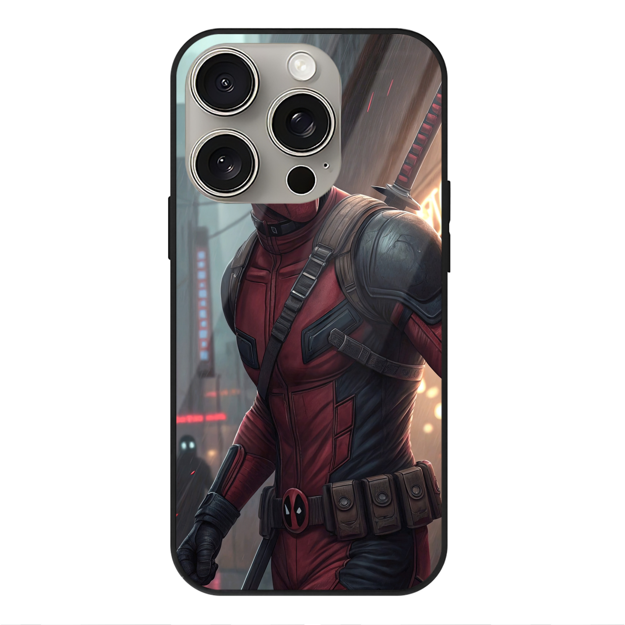 （画像用） Deadpool デッドプール 【iPhone15Pro対応】スマホケース 耐衝撃＆黄変防止 背面ガラス