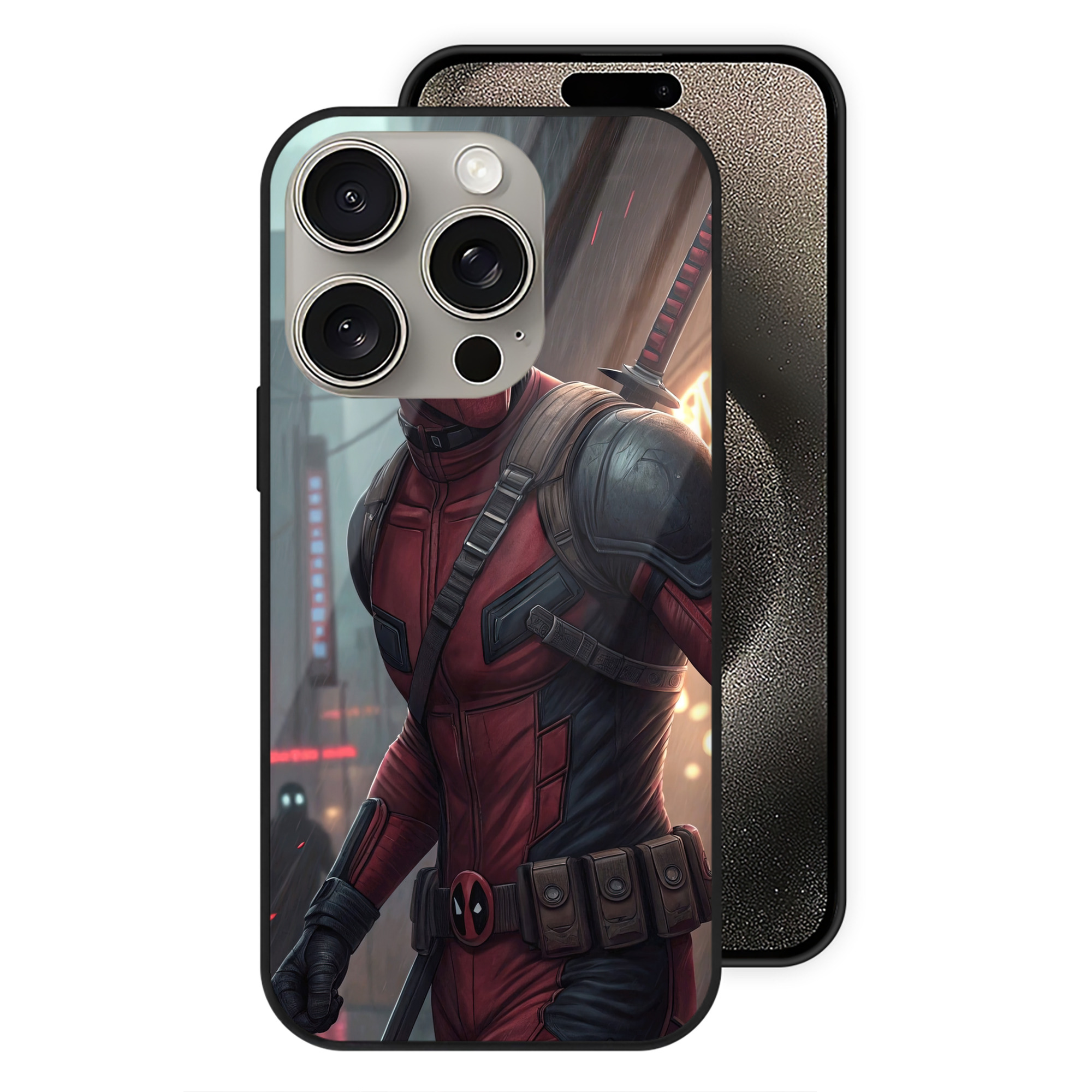 （画像用） Deadpool デッドプール 【iPhone15Pro対応】スマホケース 耐衝撃＆黄変防止 背面ガラス